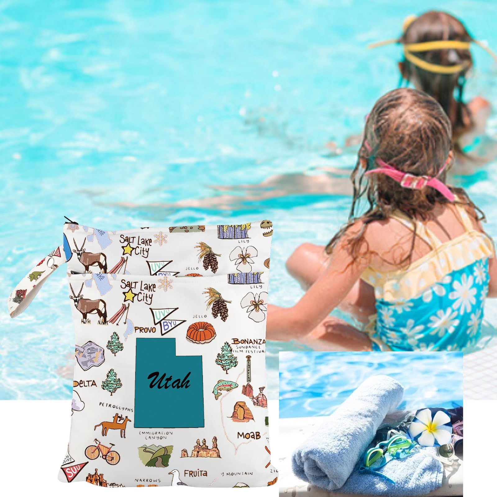 Utah State Travel Gifts - Waterproof Wet Dry Bag for Beach, Pool & Hiking - Durable Travel Storage Pouch - Perfect Utah Souvenirs & Merchandise for Outdoor Adventures