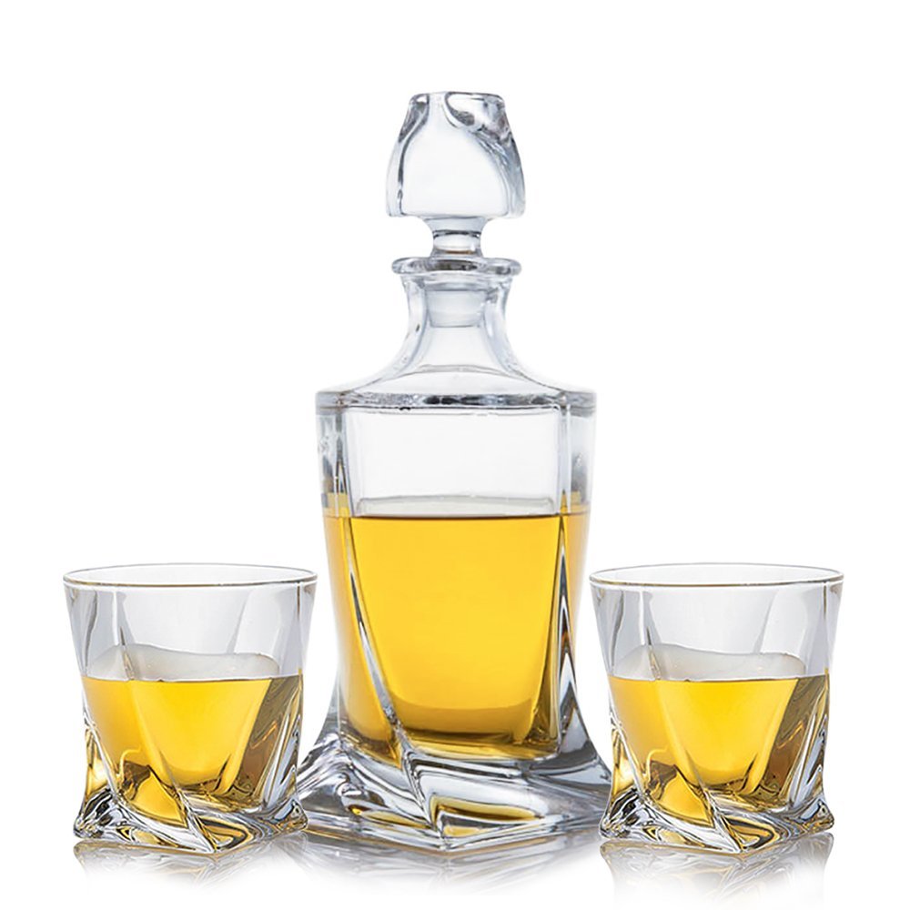Premium Crystal Whiskey Decanter Set with 4 Glasses - Elegant Liquor Carafe for Bourbon, Scotch & Whiskey | Perfect for Home Bars, Gifts & Entertaining