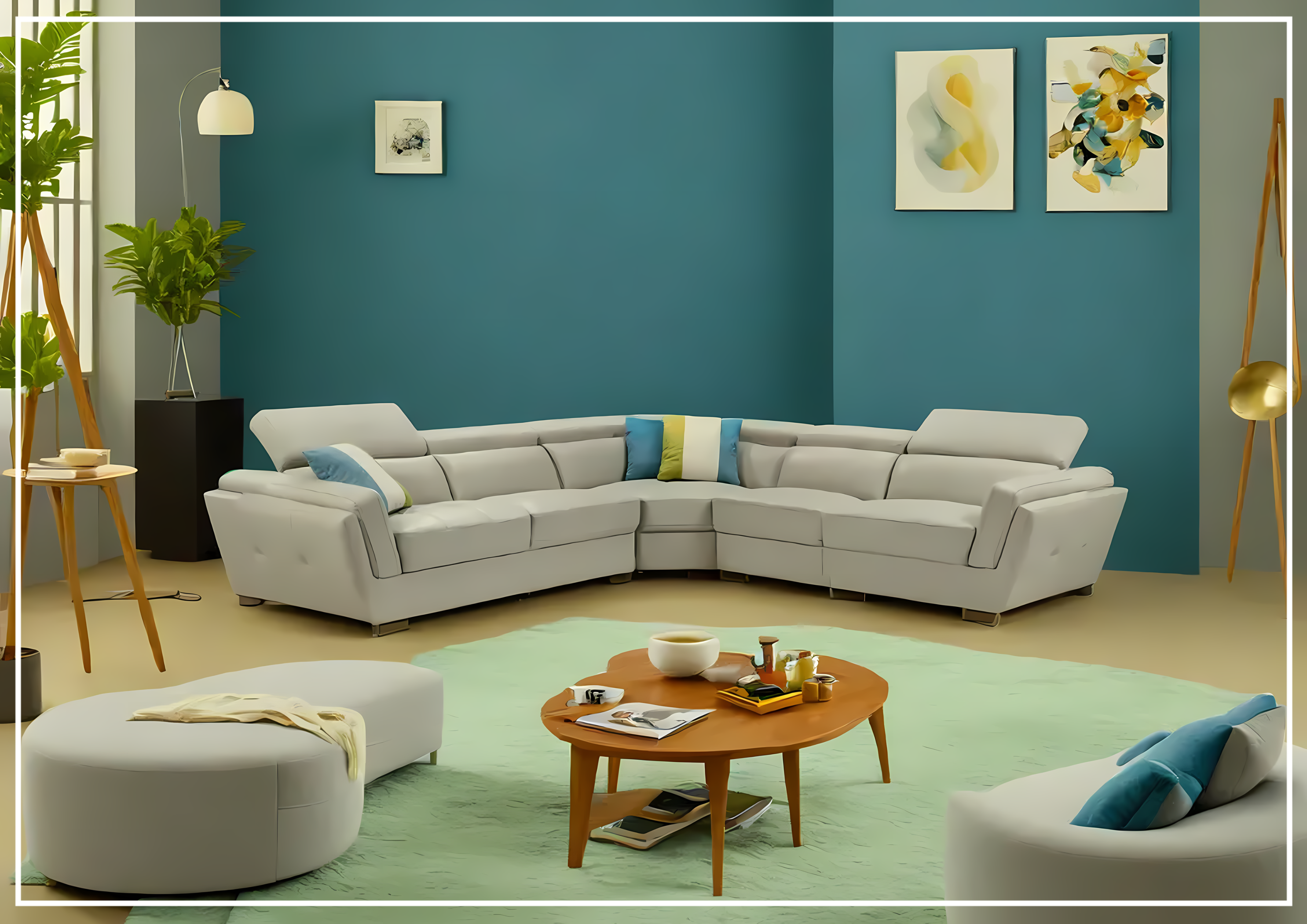 Gio Italia Adley L-Shaped Leather Sectional Sofa with Adjustable Headrests - Modern Living Room Furniture for Home Theater & Family Gatherings