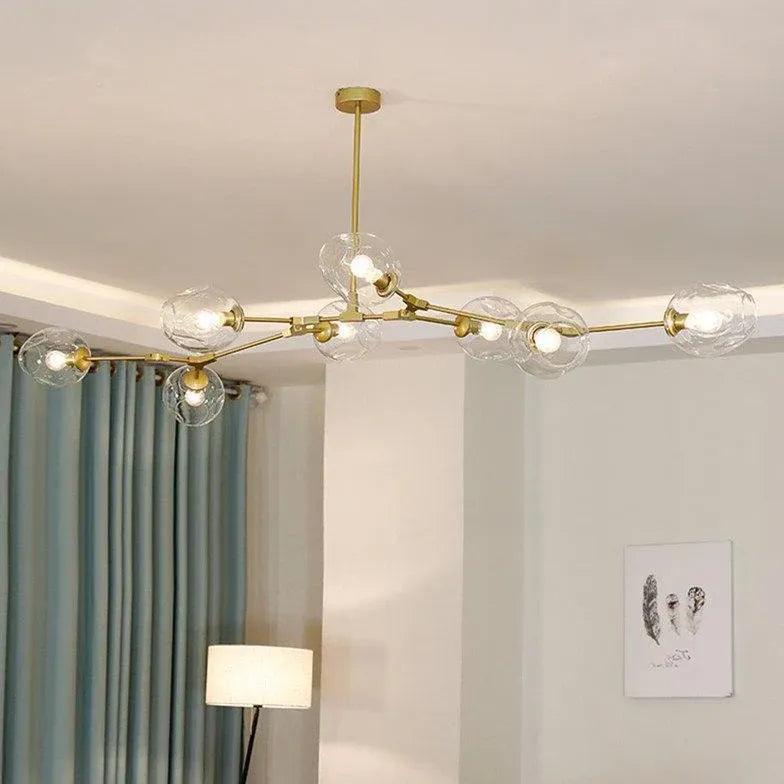 Modern Minimalist Transparent Glass Ball Chandelier - Elegant Ceiling Light Fixture for Living Room, Dining Room, and Bedroom Decor