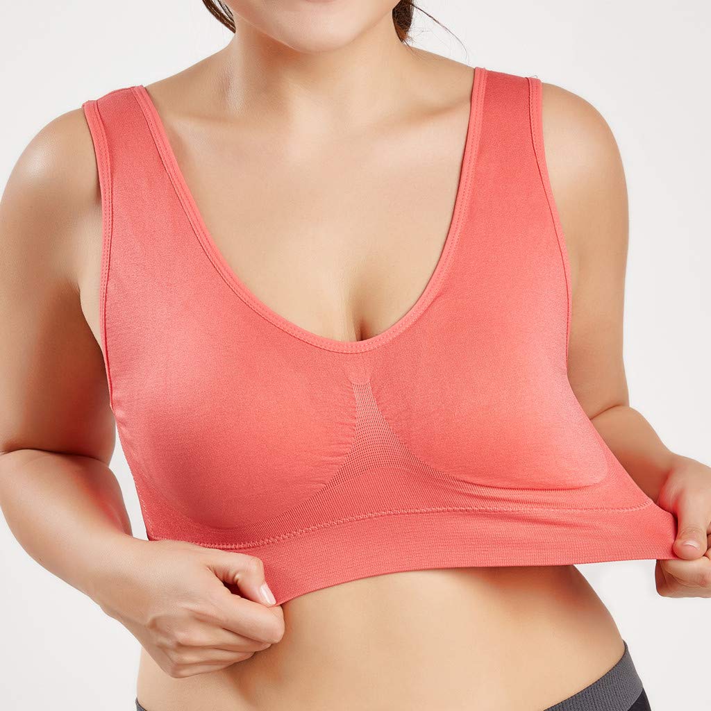 Women's Plus Size Sports Bras - Ultra-Thin Full Coverage Yoga Bra for Fitness & Workouts - Breathable Support for Running, Gym, Pilates (Orange, XXXXXL)