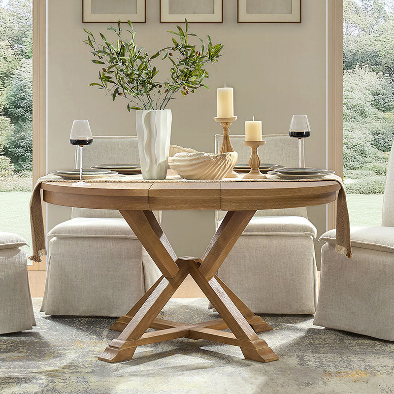 Extendable Round Dining Table - Traditional Israeli Design for Small Spaces | Perfect for Family Gatherings & Dinner Parties
