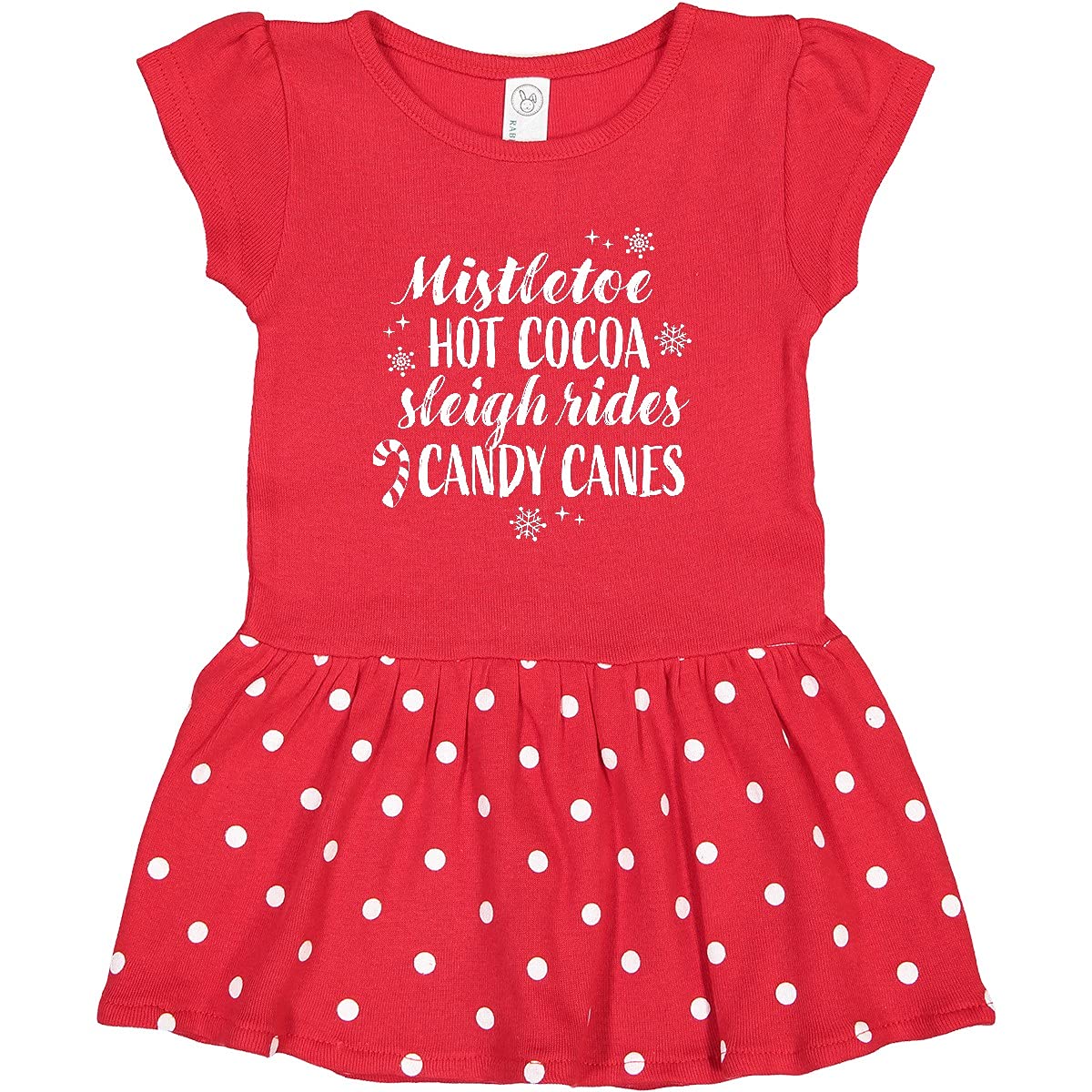 Inktastic Christmas Toddler Dress - Mistletoe, Hot Cocoa, Sleigh Rides & Candy Print - Cute Holiday Outfit for Girls & Boys - Perfect for Christmas Parties, Family Photos & Festive Gatherings