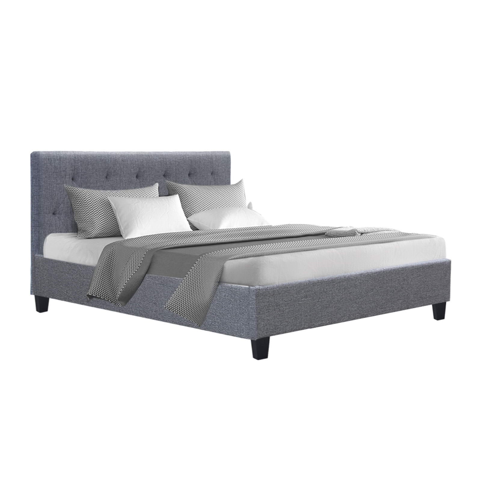 Hyams Queen Size Bed Frame with Storage, Grey Wooden Platform Bed - Perfect for Small Bedrooms, Guest Rooms & Modern Home Decor