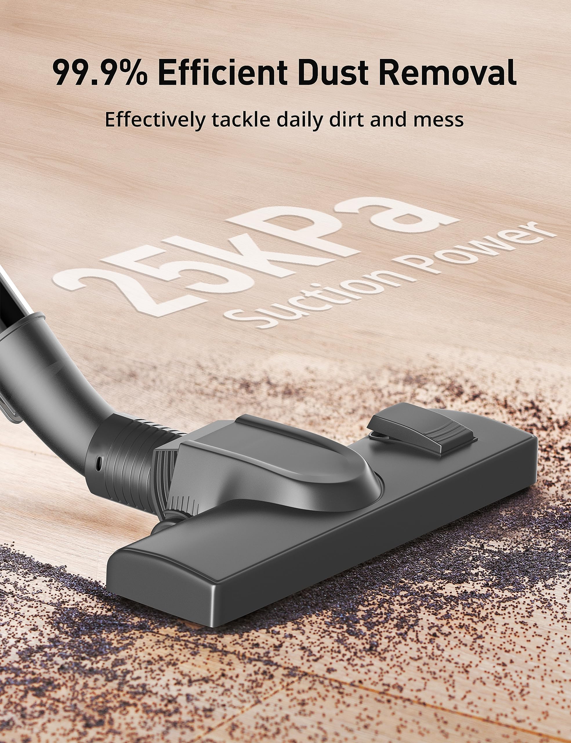 Aspiron Powerful Canister Vacuum Cleaner with HEPA Filtration - Lightweight & Quiet for Hardwood Floors & Carpets - Perfect for Pet Hair, Home Cleaning & Allergy Relief (Grey)