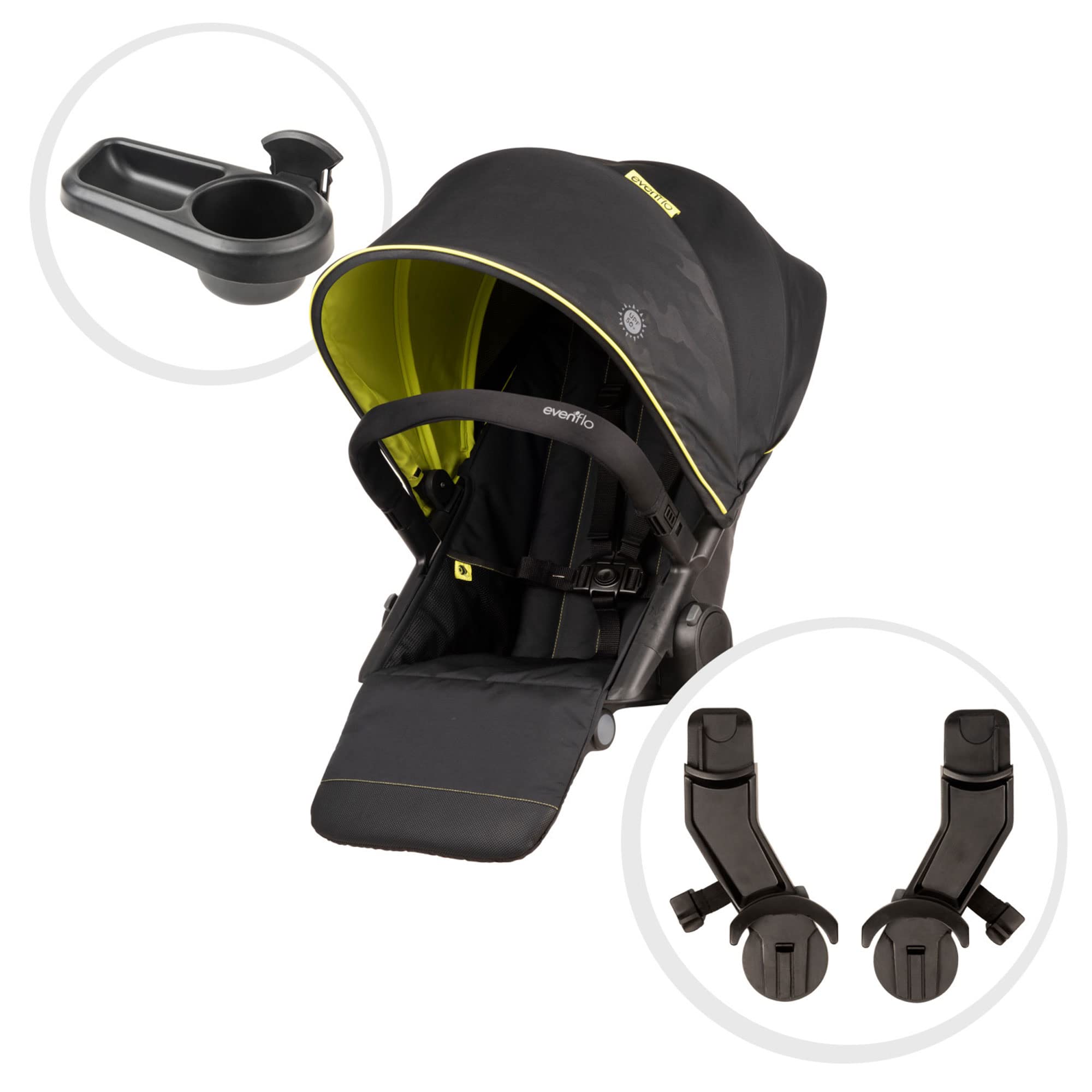 Evenflo Pivot Xplore Stroller Second Seat - 5-Point Harness, Adjustable Riding Positions for Toddlers | Compatible with Travel System | Adventurer Wayfarer Design | Perfect for Outdoor Adventures and Family Outings