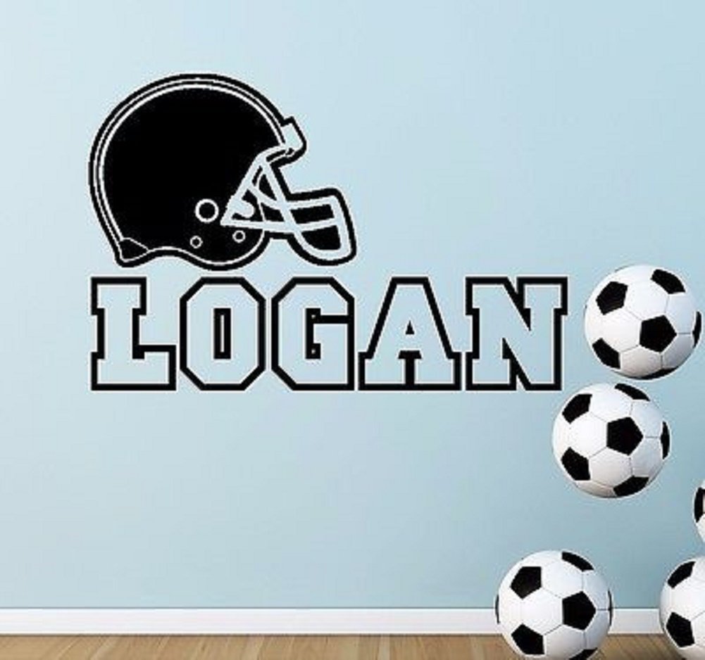 Custom Name American Football Helmet Wall Decals - Personalized Boys Room Decor Stickers for Bedroom, Nursery & Game Room Wall Art
