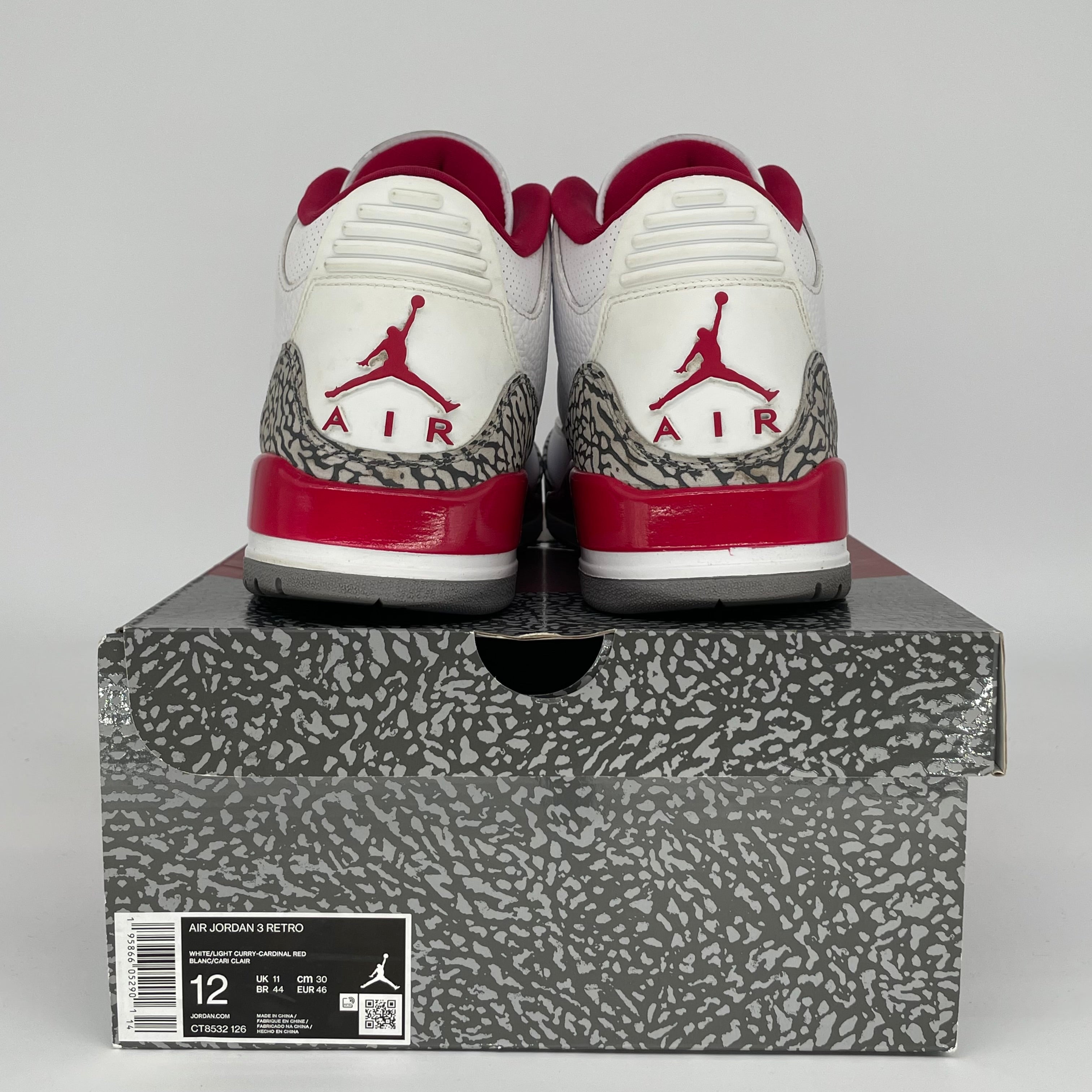 AIR JORDAN 3 CARDINAL Men's Basketball Shoes Size 12 - Retro Style Sneakers CT8532-126 for Running, Gym Workouts & Streetwear Fashion