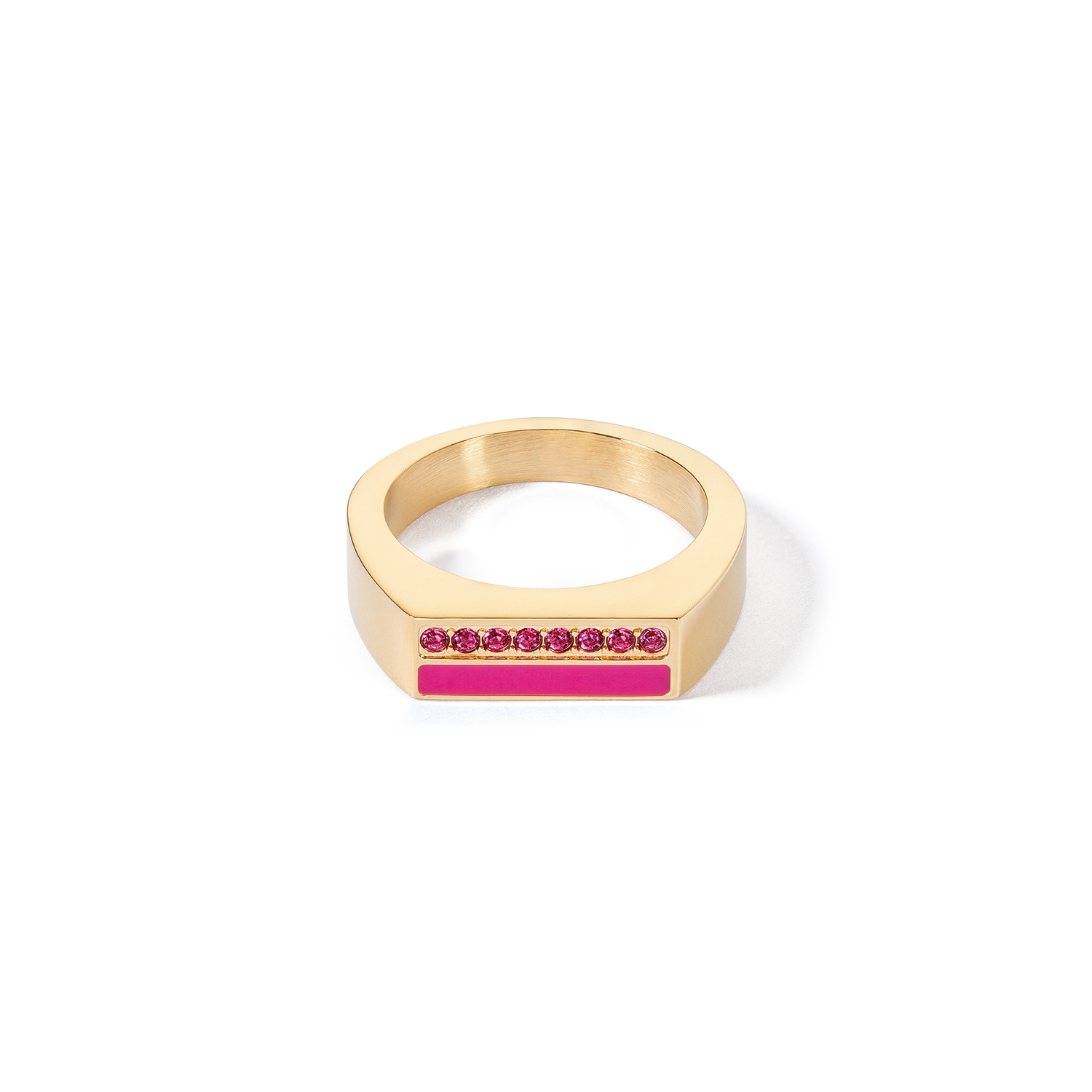 Square Striped Ring in Gold and Pink - Elegant Jewelry for Women, Perfect for Parties, Weddings, and Everyday Wear