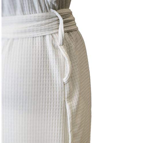 Telegraph Hill Double Layer Waffle Knit Check Robe - Soft Microfiber Spa Bathrobe for Women & Men | Cozy Loungewear for Home, Hotels & Spas (Large, White)