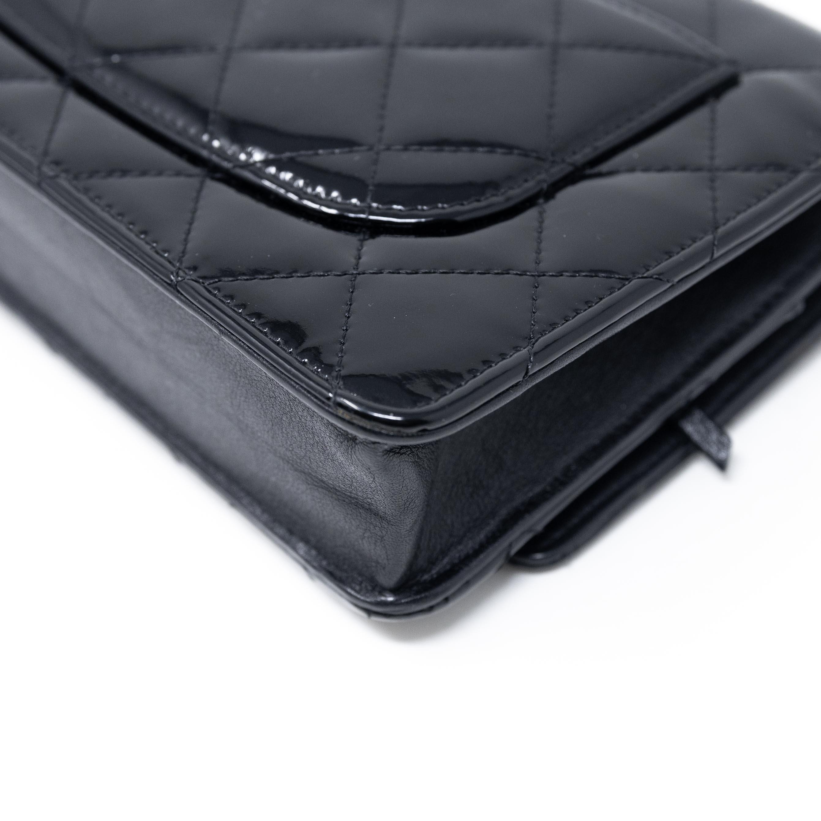 Chanel Black Patent Leather Wallet On Chain Crossbody Bag - Perfect for Evening Events & Daily Essentials