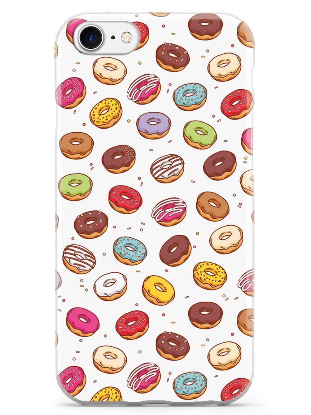 Inspired Cases - iPhone 7 Case with 3D Textured Protection - Stylish Doughnut Design - Perfect for Everyday Use, Travel & Work - White