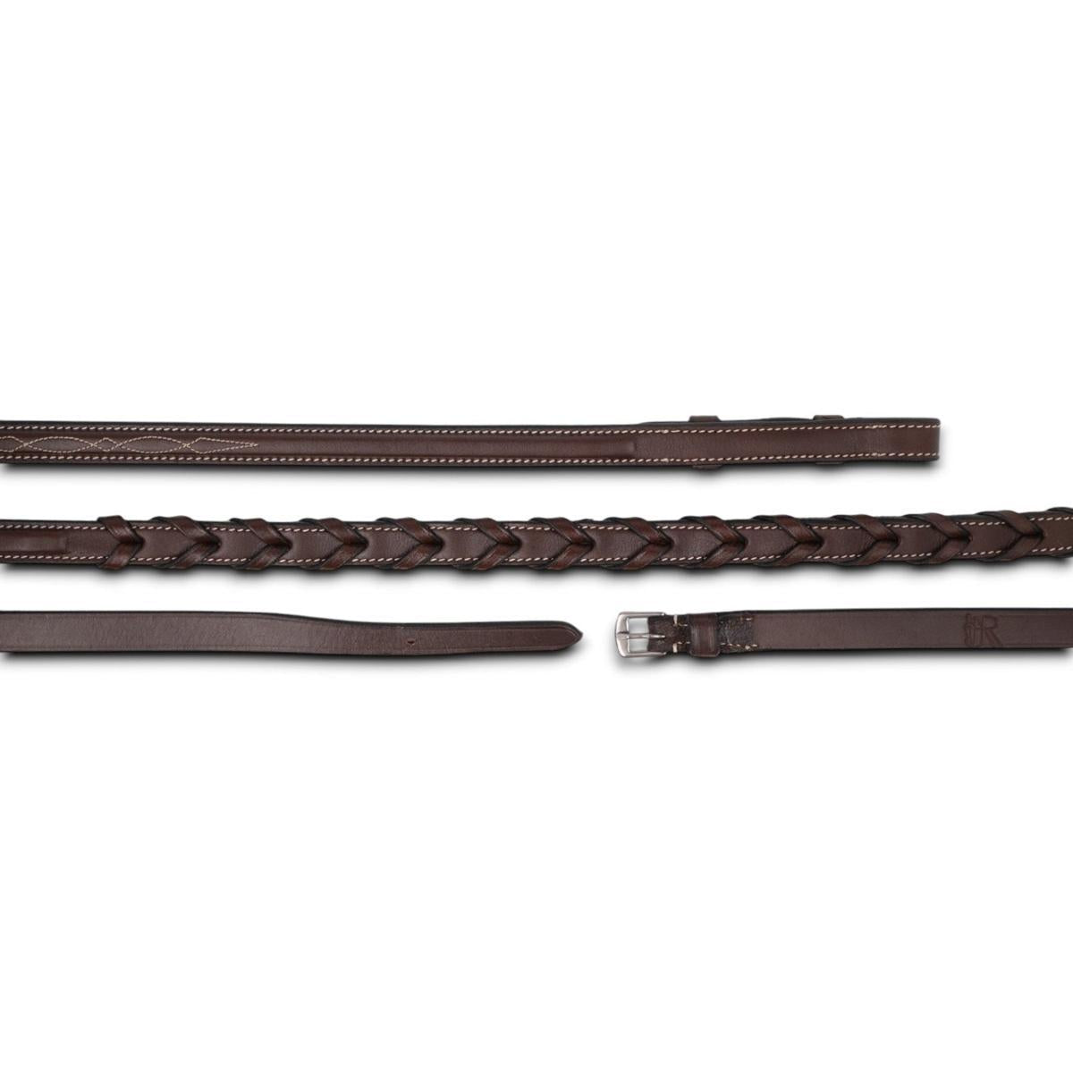 AJR Rubber Lined Hunter Fancy Raised Laced Leather Rein - Durable Equestrian Riding Gear for Horseback Riding, Training & Show Jumping