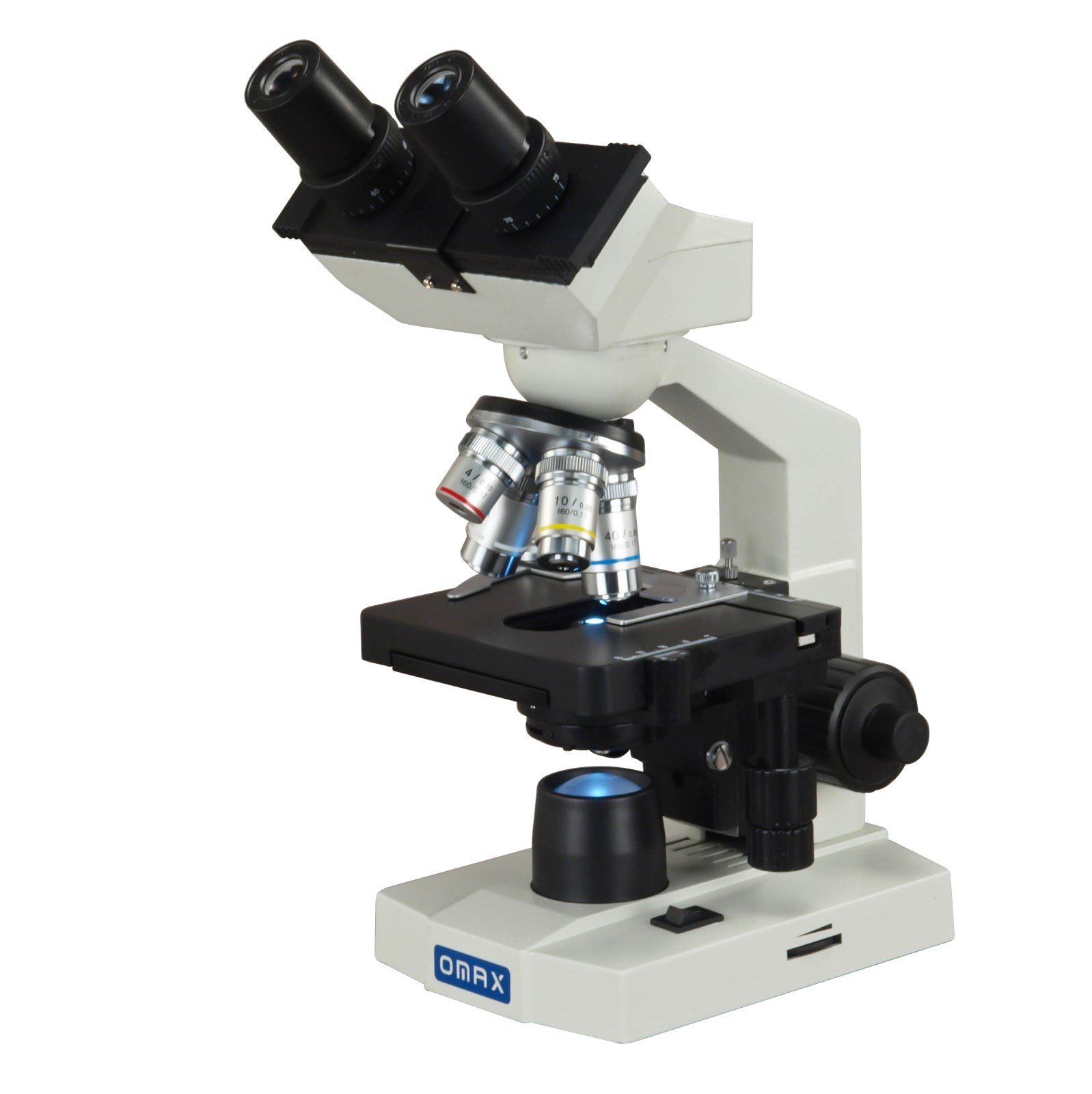 OMAX 2500X LED Binocular Compound Microscope with Slide Preparation Kit, Blank Slides, Lens Paper & Cleaning Tools for Lab, School & Home Science Experiments