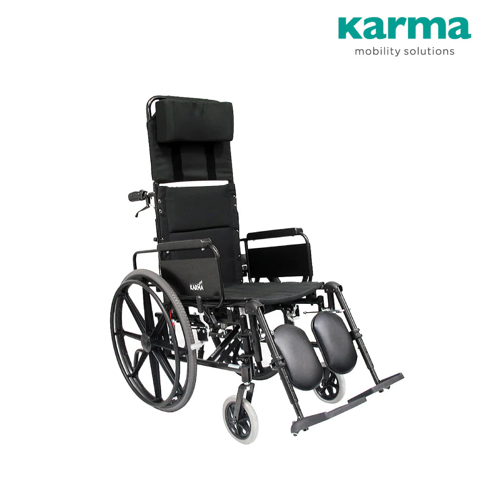 Karma KM 5000 Reclining Transport Wheelchair - Lightweight Folding Wheelchair for Seniors & Disabled - Comfortable Medical Transport Chair for Travel, Doctor Visits & Home Use