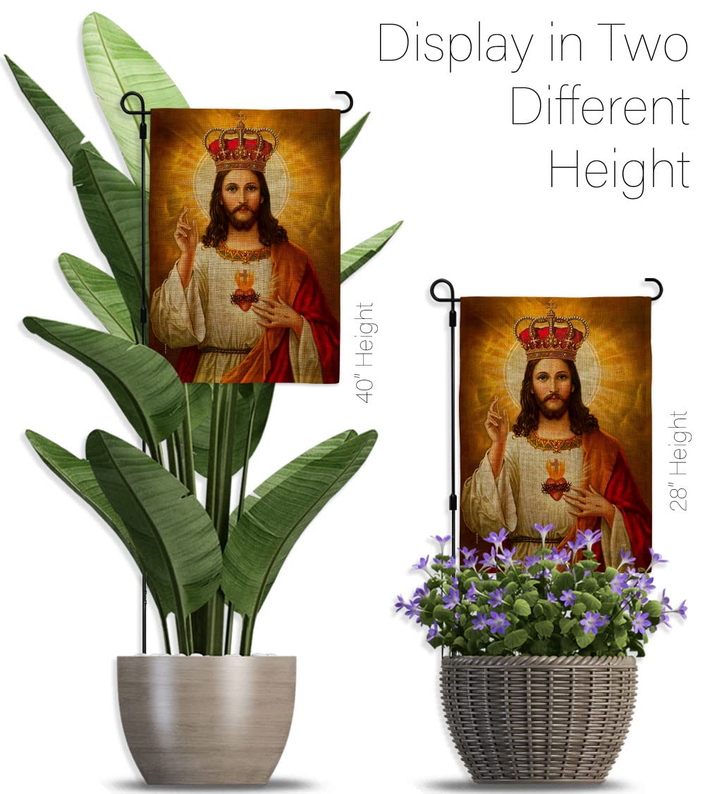 Jesus Sacred Heart Burlap Garden Flag - Religious Easter Decor for Home & Yard
