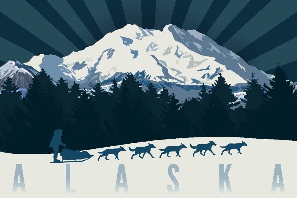Lantern Press Alaska Denali Dog Sled Wall Art - 12x18 Wrapped Canvas Print for Home & Office Decor - Perfect for Living Room, Bedroom or Cabin Wall Decor