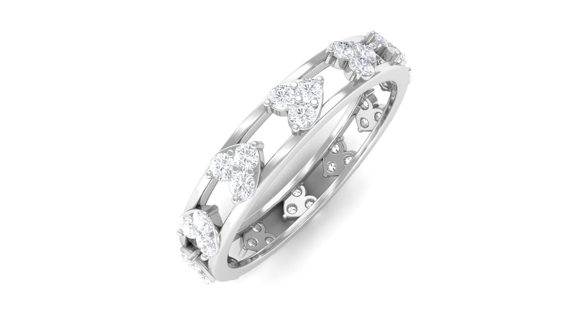 1 CT Diamond Gold Band Ring for Women - 14K Solid Gold Pave Set Heart Design Wedding & Engagement Ring - Perfect for Anniversaries, Proposals & Special Occasions