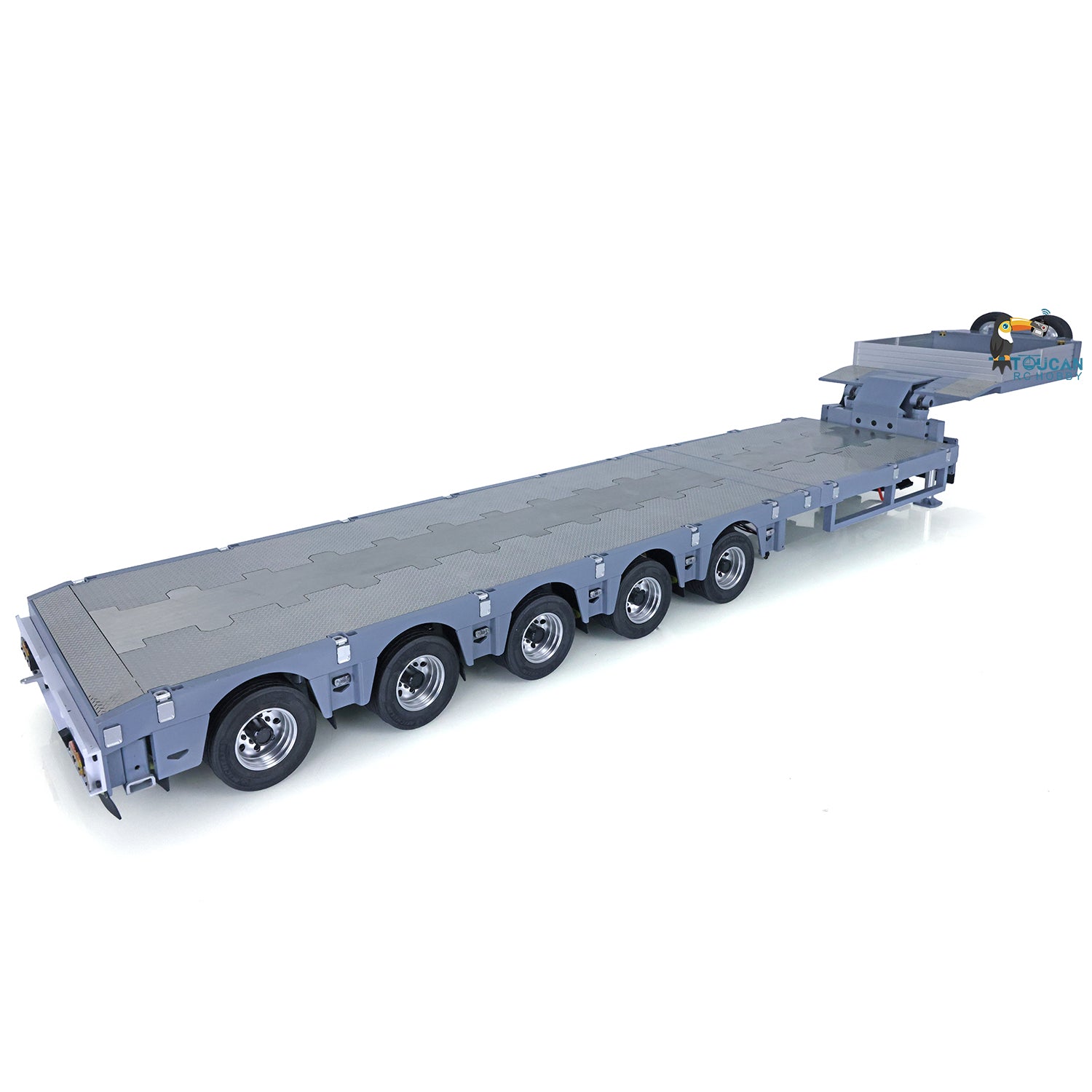 NOOXION 1/14 Scale CNC Metal Heavy Duty 5-Axle Steering Trailer with 1-Axle Module for RC Tractor Truck DIY Car Model - Remote Controlled Construction Vehicle for Off-Road Play and Professional RC Enthusiasts