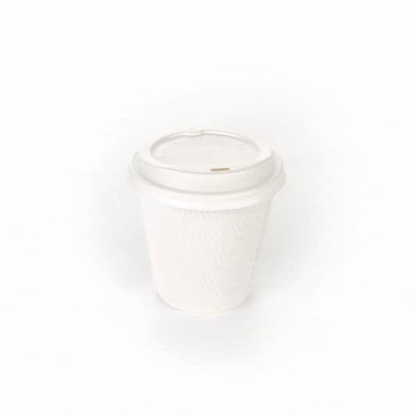 8 oz White Paper Ripple Wall Coffee Cups with White Lids - 3.5