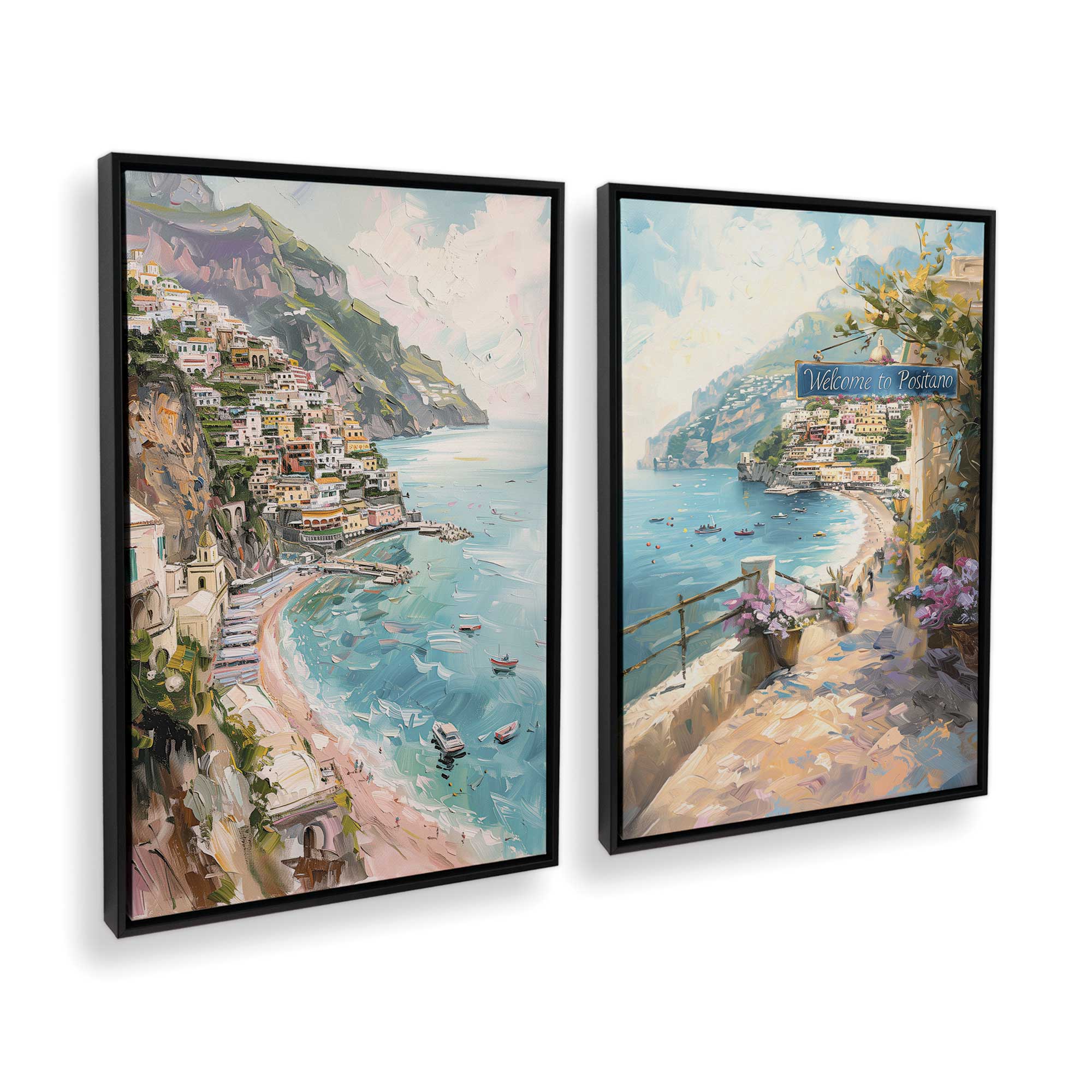 Coastal Charm Paradise Wall Art - Set of 2 Canvas Prints for Beach House Decor, Living Room & Bedroom