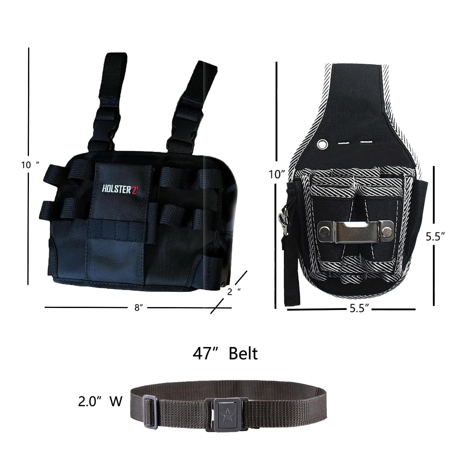 Holster Z 2.0 Tool Pouch Set - Heavy Duty Multitool Pouch for Electricians & Contractors with Belt Clip | Durable Tool Organizer for Work Belt, Leg Holster & Construction Site Use