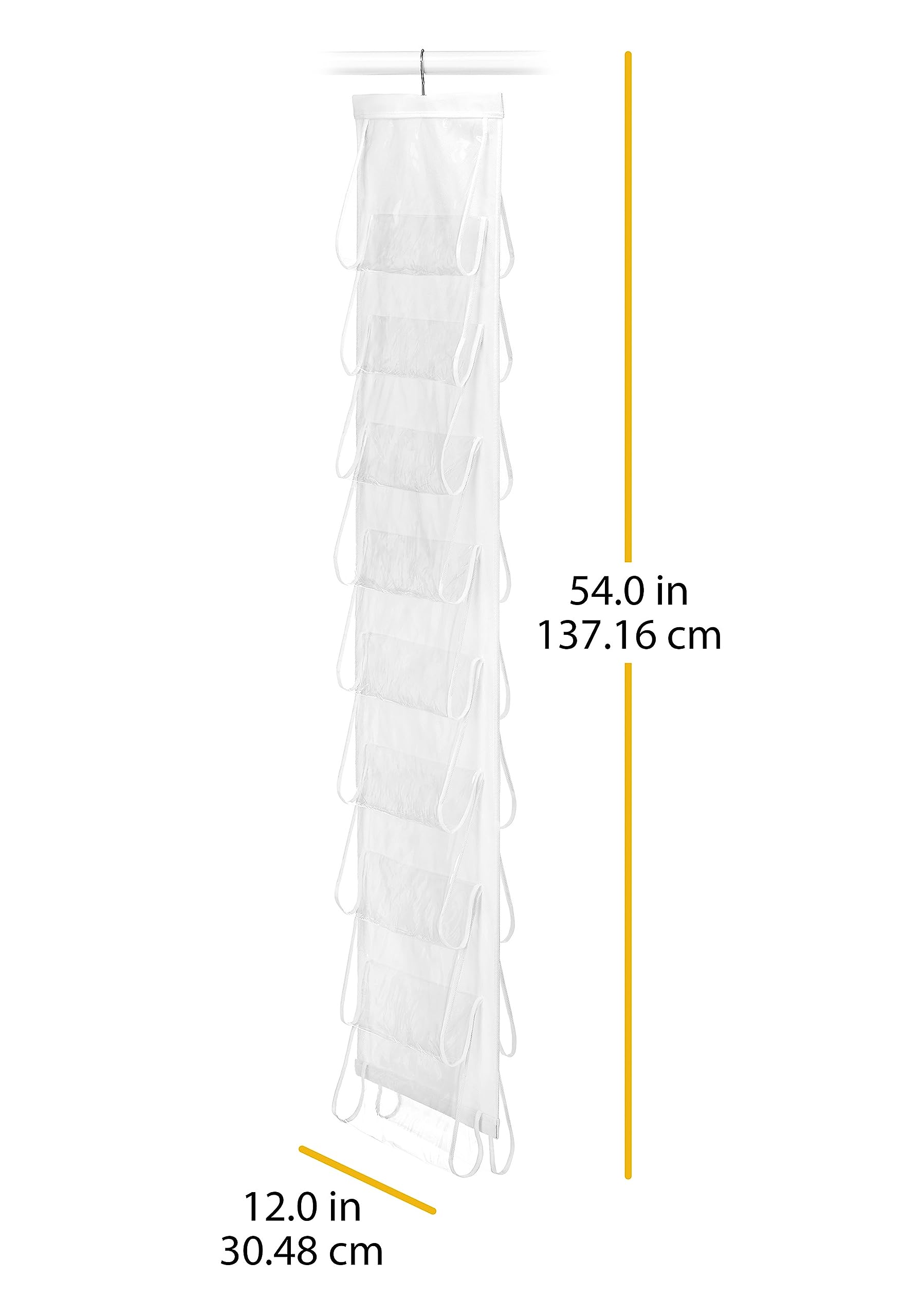 Whitmor White Hanging Shoe Organizer with Clear Pockets - Space Saving Closet Storage for Shoes, Accessories & Small Items - Perfect for Bedroom, Closet or Entryway Organization