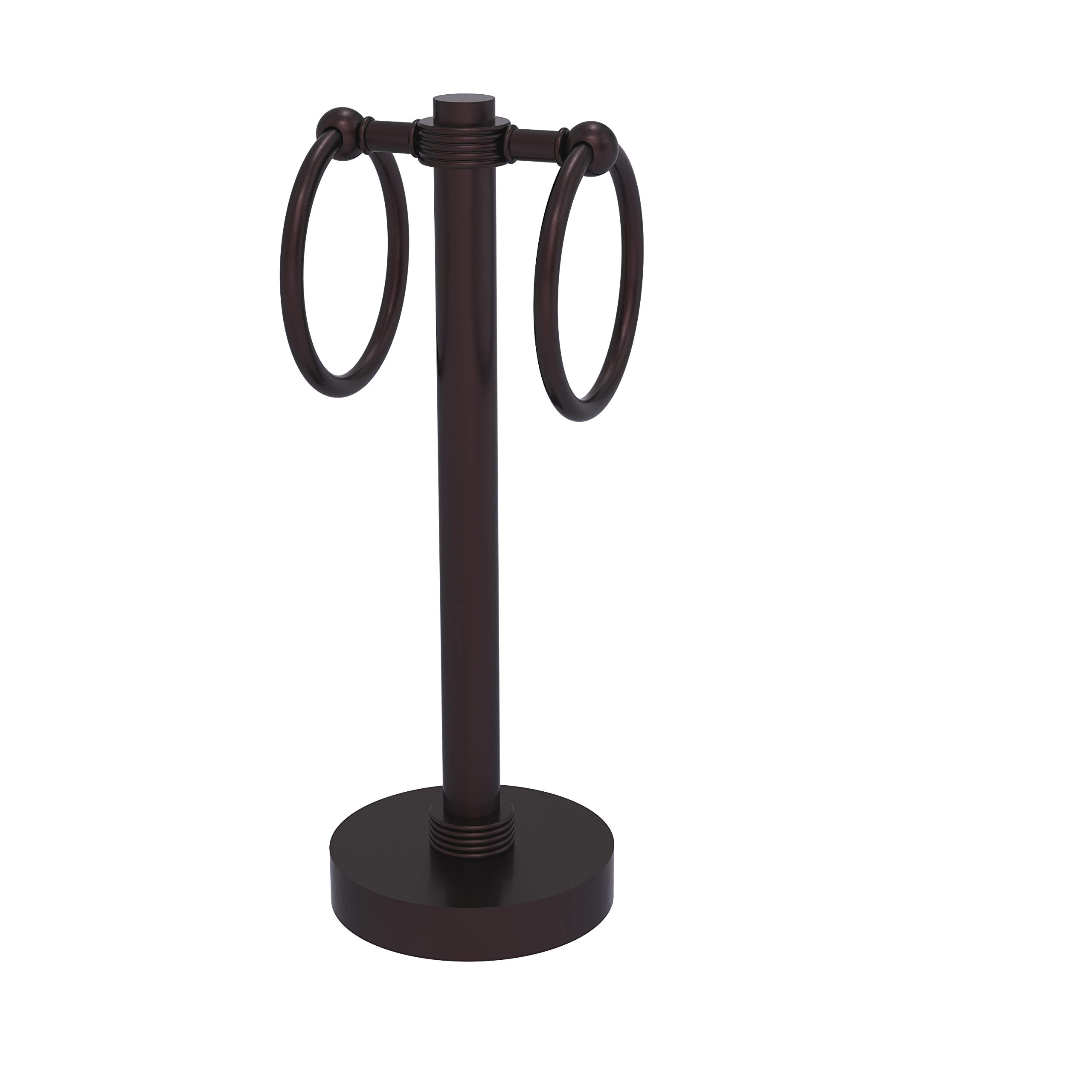 Allied Brass 953G-ABZ Antique Bronze Vanity Top 2 Ring Groovy Accents Guest Towel Holder - Perfect for Bathroom, Powder Room & Guest House Decor