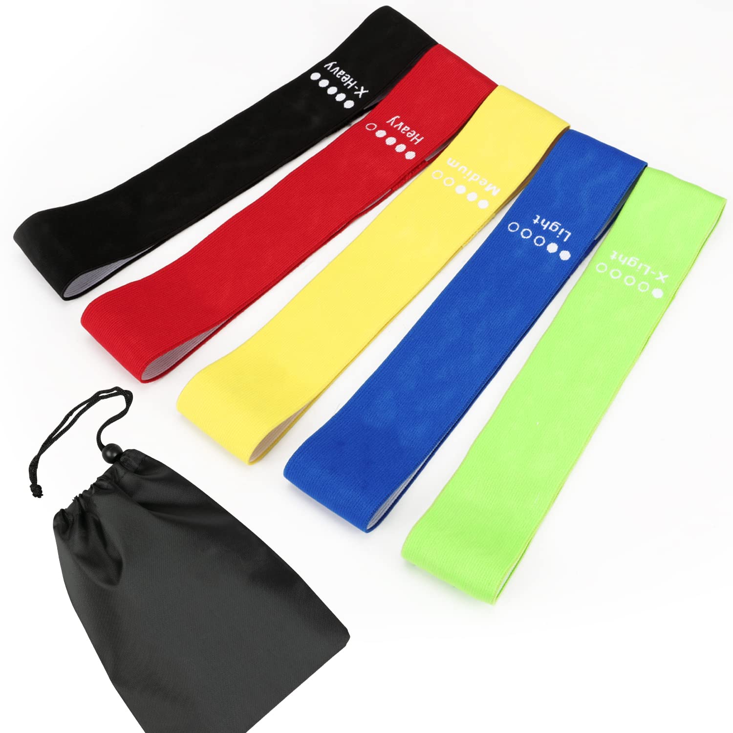 Premium Resistance Bands Set for Home Workouts, Yoga, Physical Therapy & Rehab - 59 Inch Non-Latex Exercise Bands with 5 Progressive Levels for Upper & Lower Body Training - Perfect for Strength Training, Stretching & Recovery