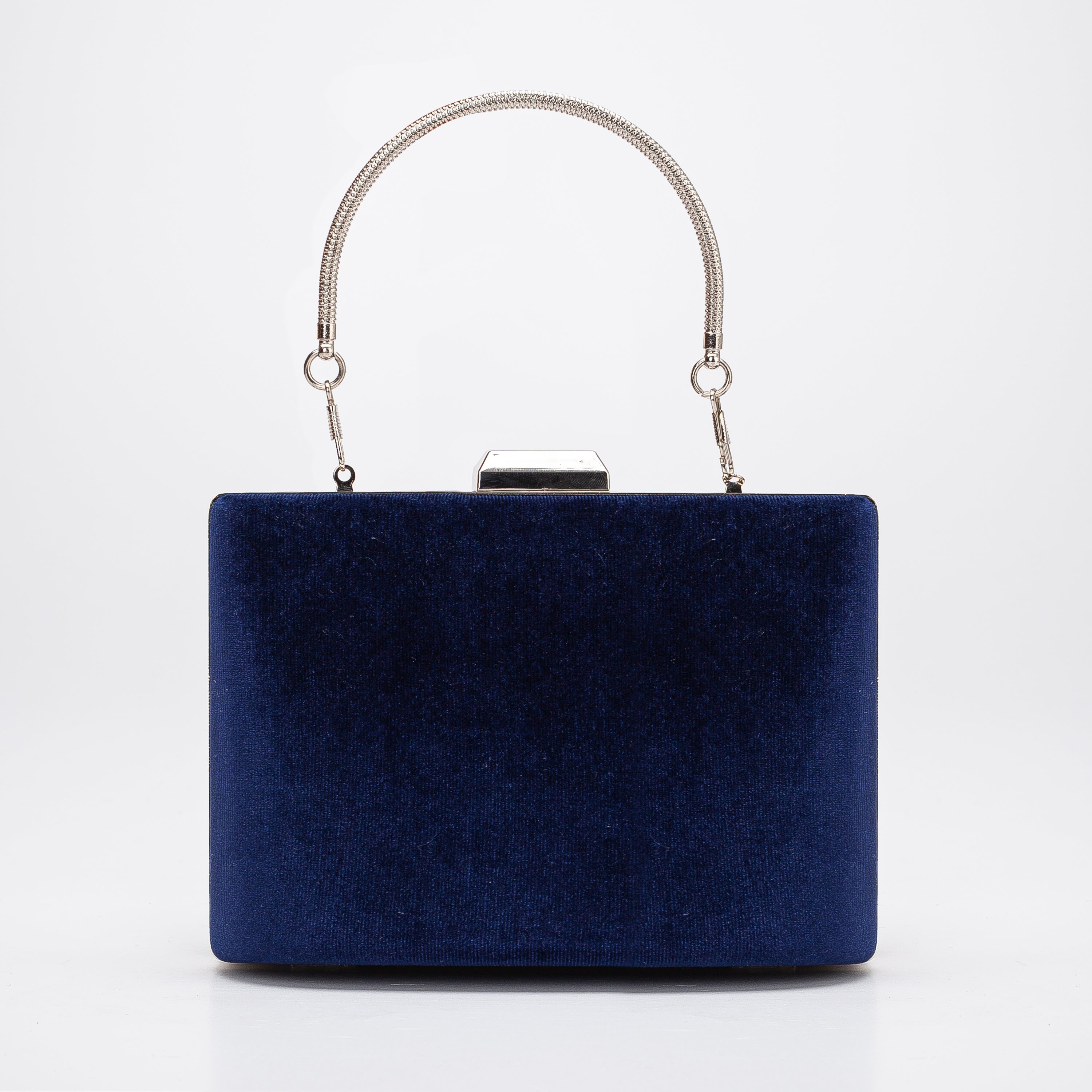 Alba Blue Velvet Clutch Bag for Women - Elegant Evening Purse with Wristlet Strap - Perfect for Parties, Weddings & Special Occasions