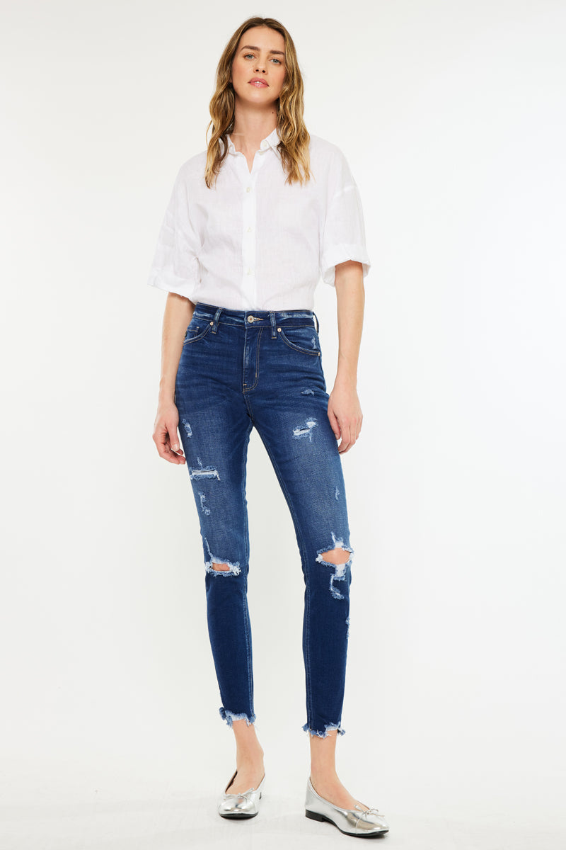 Samantha High Rise Ankle Skinny Jeans for Women - Stretchy Denim Pants, Slim Fit, Comfortable & Trendy - Perfect for Casual Outfits, Date Nights & Office Wear