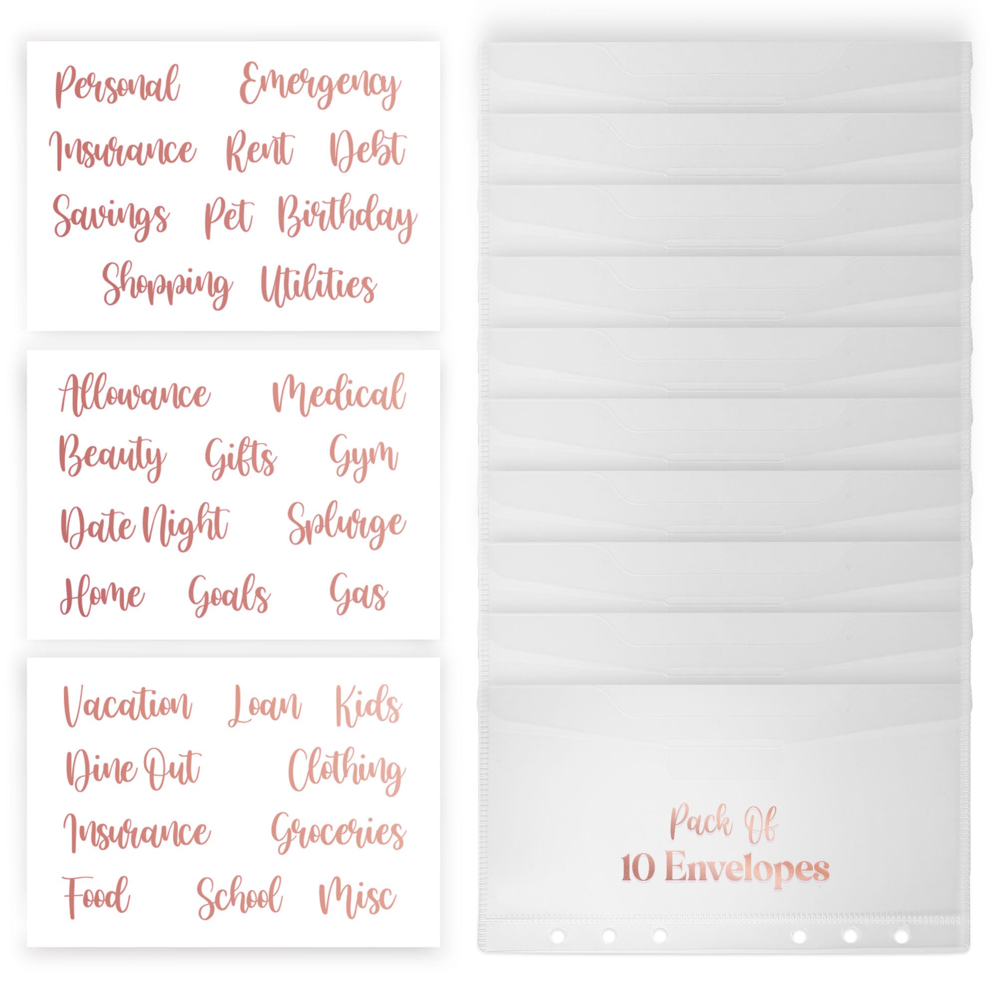 SOUL MAMA A6 Budget Binder - 10 Pcs Flapper Envelopes with Stickers, Clear 6-Ring Binder Pockets for Cash Stuffing, Waterproof Money Organizer - Perfect for Envelope Budgeting, Savings Challenges & Bill Payment Organization