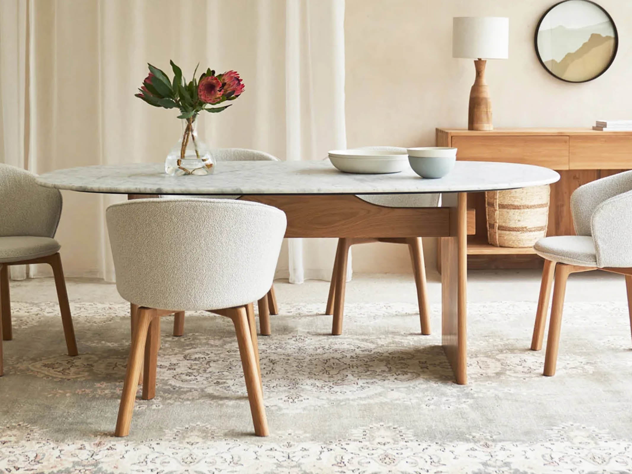 Kelly White Marble Dining Table - Modern Round Kitchen Table for 6 - Elegant Home Dining & Entertaining