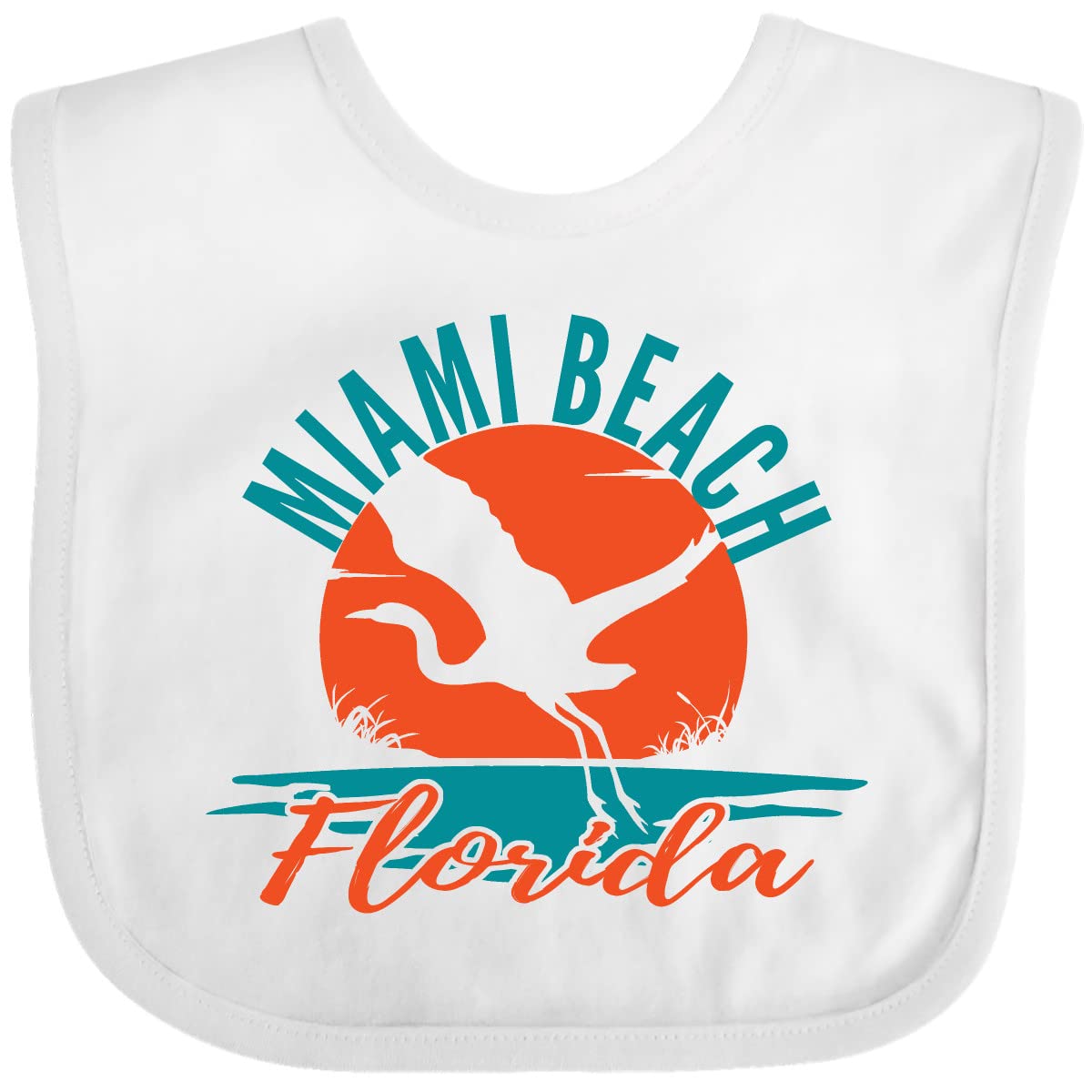 Inktastic Miami Beach Florida Vacation Trip Baby Bib - Soft Cotton Drool Bib for Infants & Toddlers - Perfect for Travel, Beach Outings & Family Vacations