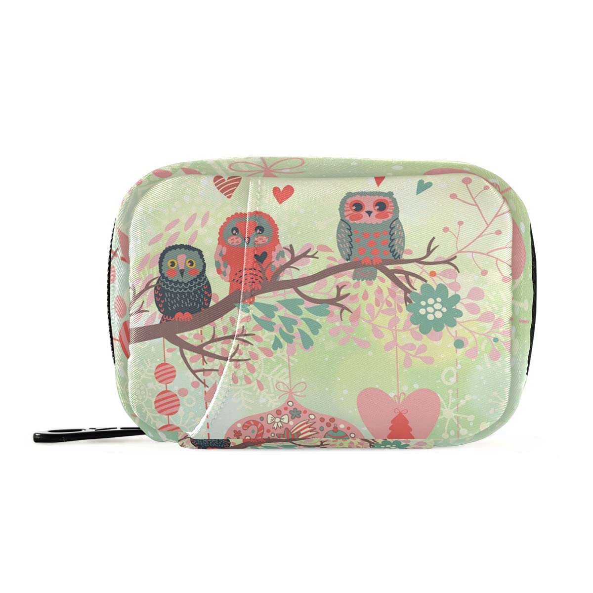 Owls on Branch Zippered Pill Organizer Case - Portable Medicine Container for Travel, Work & School - Perfect for Daily Medication Storage and On-the-Go Use