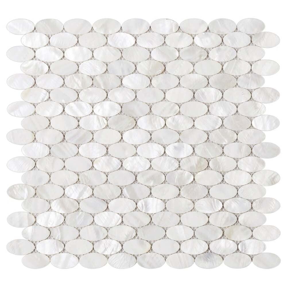 Tenedos Oval Mother of Pearl Shell Mosaic Wall Tile - Natural Pearlized Backsplash for Kitchen, Bathroom, Spa & Pool Decor - 10 Pack for Elegant Home & Commercial Interiors