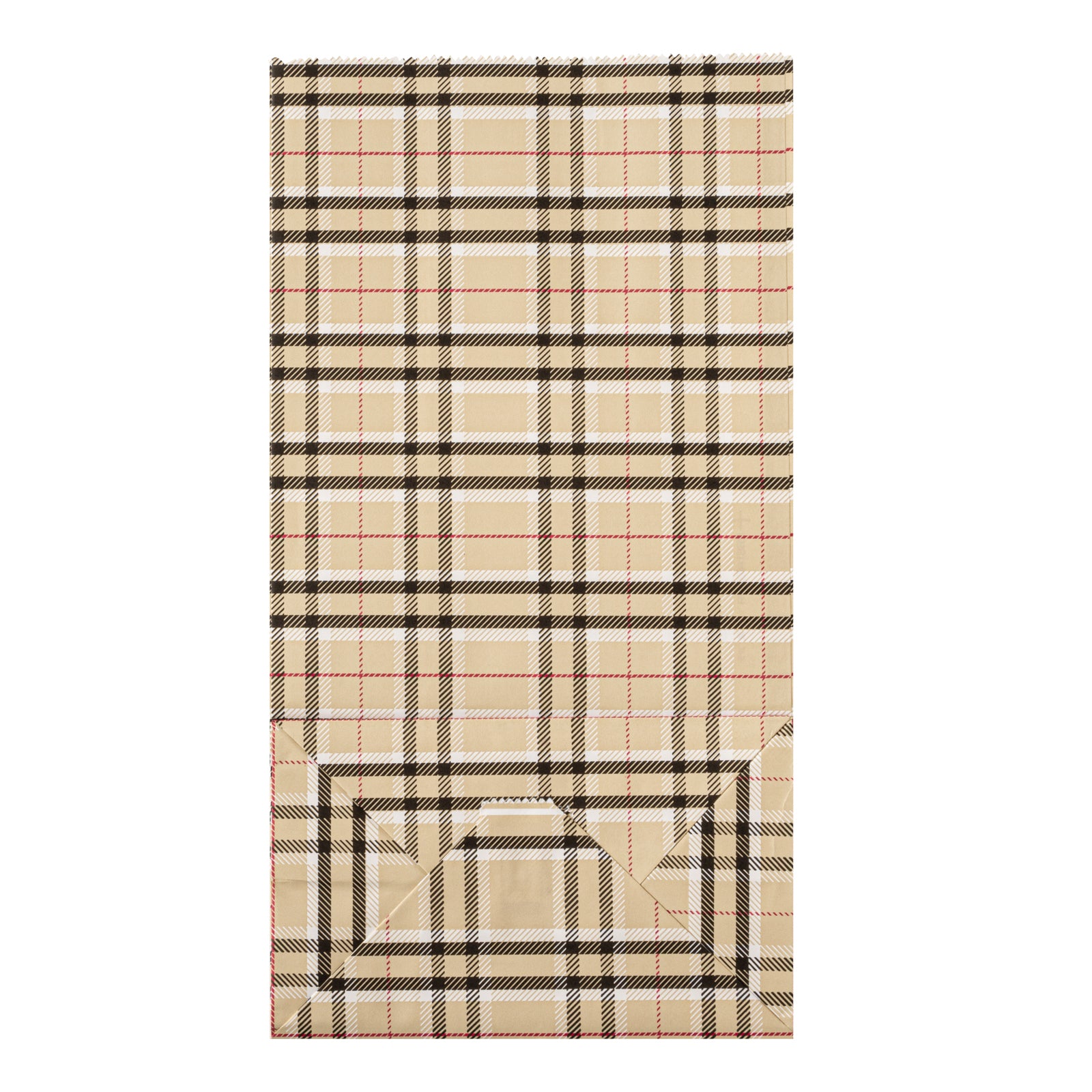 Stylish Plaid Paper Gift Bags 6x3.5x10.75 Inches - 6 lb Capacity - Pack of 100 - Perfect for Party Favors, Wedding Decor & Retail Packaging