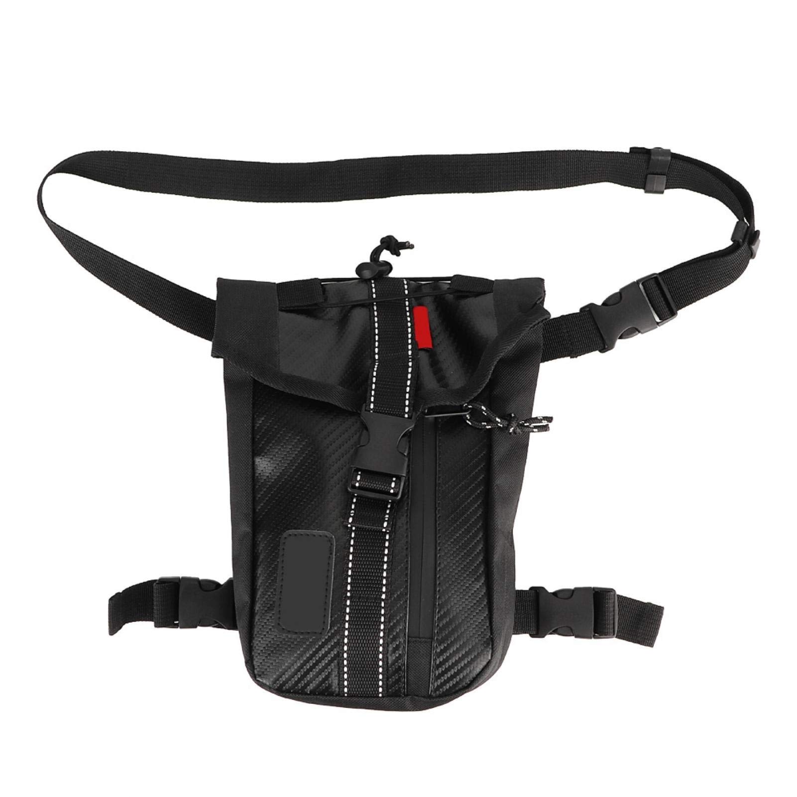 Acouto Carbon Fiber Cycling Waist Bag - Waterproof Motorcycle Leg Pack for Biking & Outdoor Sports - Durable Black Storage Pouch for Phone, Wallet & Essentials