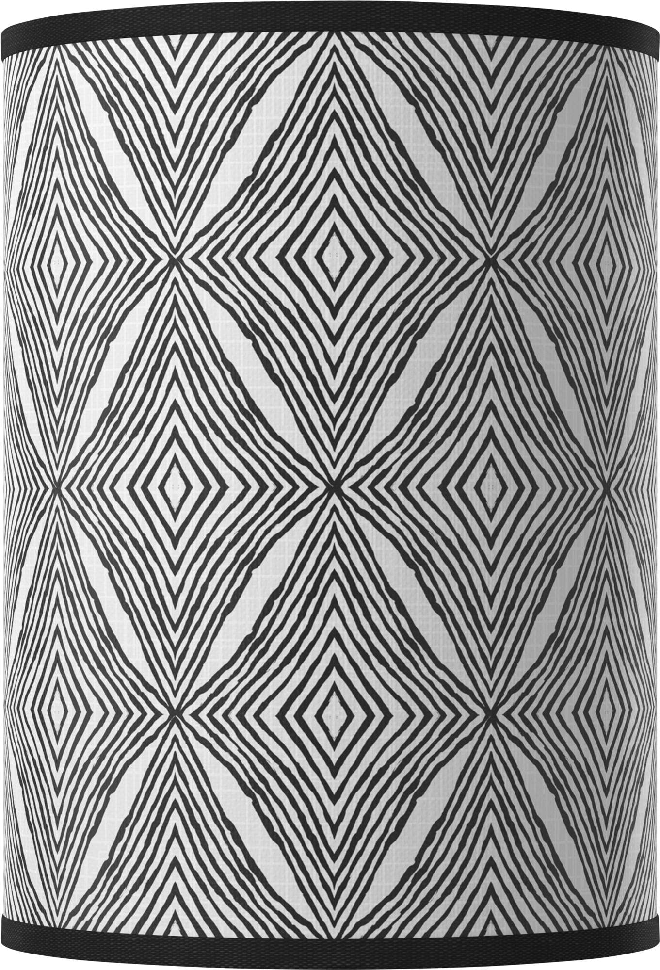 8x8x11 Inch Round Hardback Cylinder Moroccan Diamond Print Lamp Shade in Gray & White | Spider Fit with Replacement Harp & Finial | Giclee Glow Technology | Perfect for Living Room, Bedroom & Office Lighting Decor