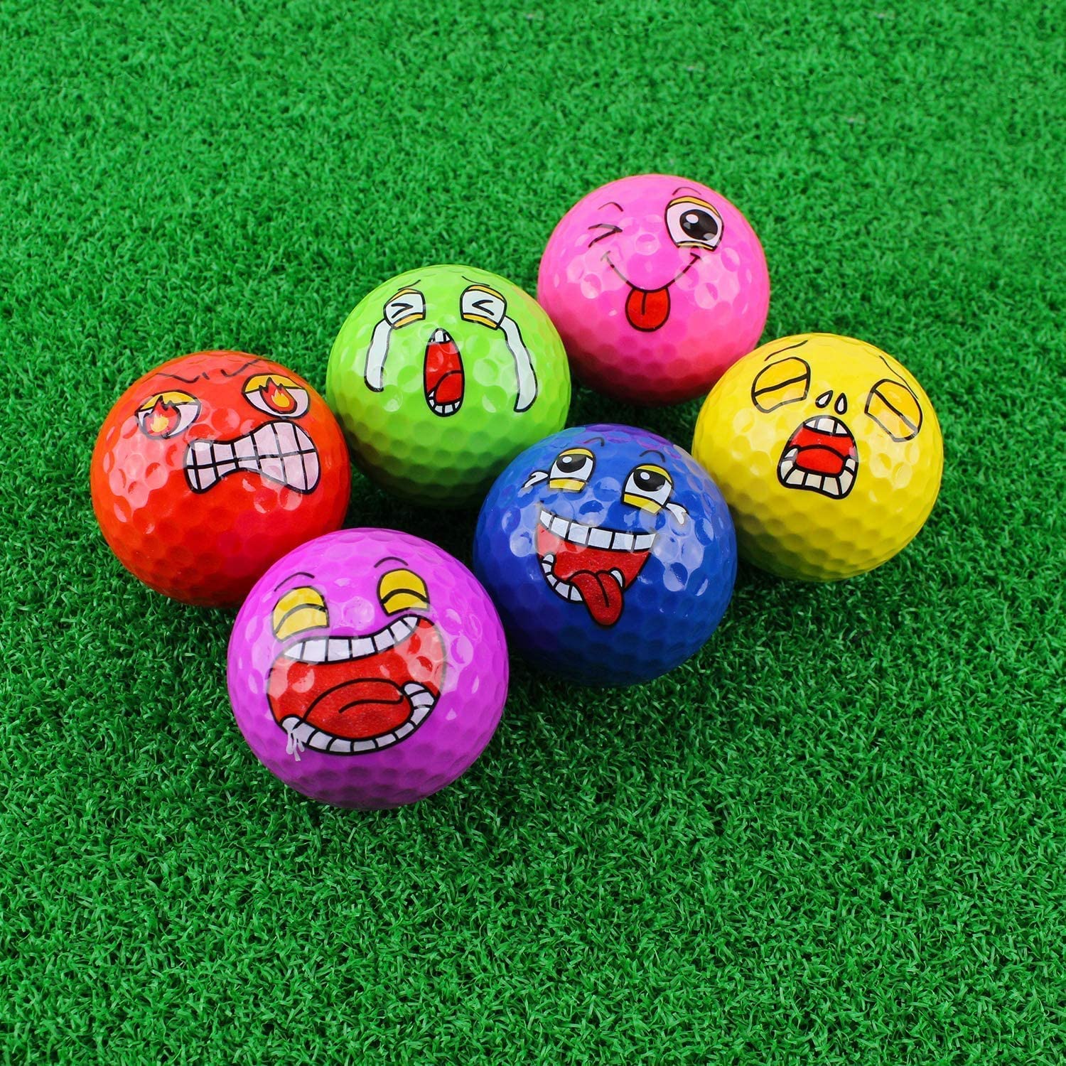 Kahuayi Funny Colored Golf Balls - High Visibility Practice Golf Balls for Distance Training (6 Pack) | Perfect for Beginners, Night Golf & Driving Range Practice