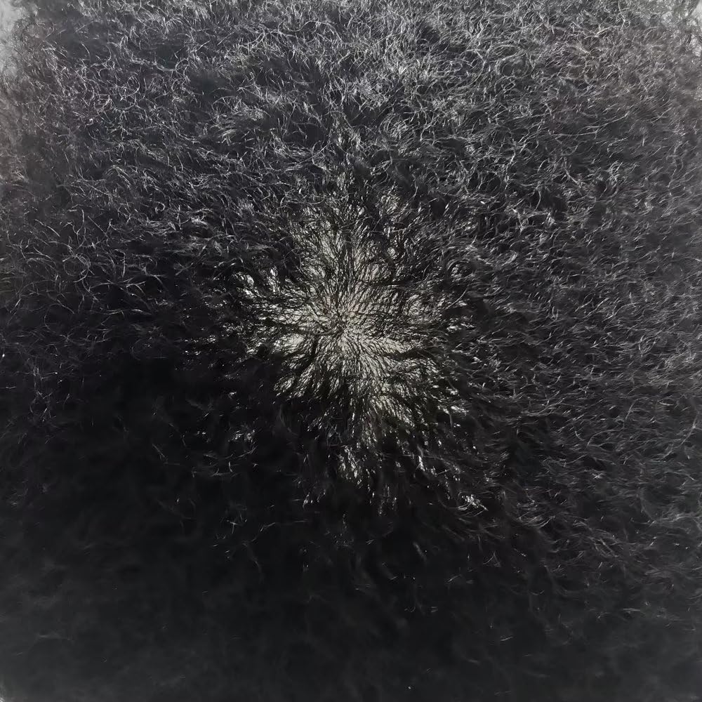 Premium Afro Hair Units for Black Men | PU Injection Human Hair Toupee | Durable Poly Hair System for African American Men | Afro Wave 8mm #1 Jet Black | Perfect for Daily Wear, Special Occasions & Hair Loss Solutions