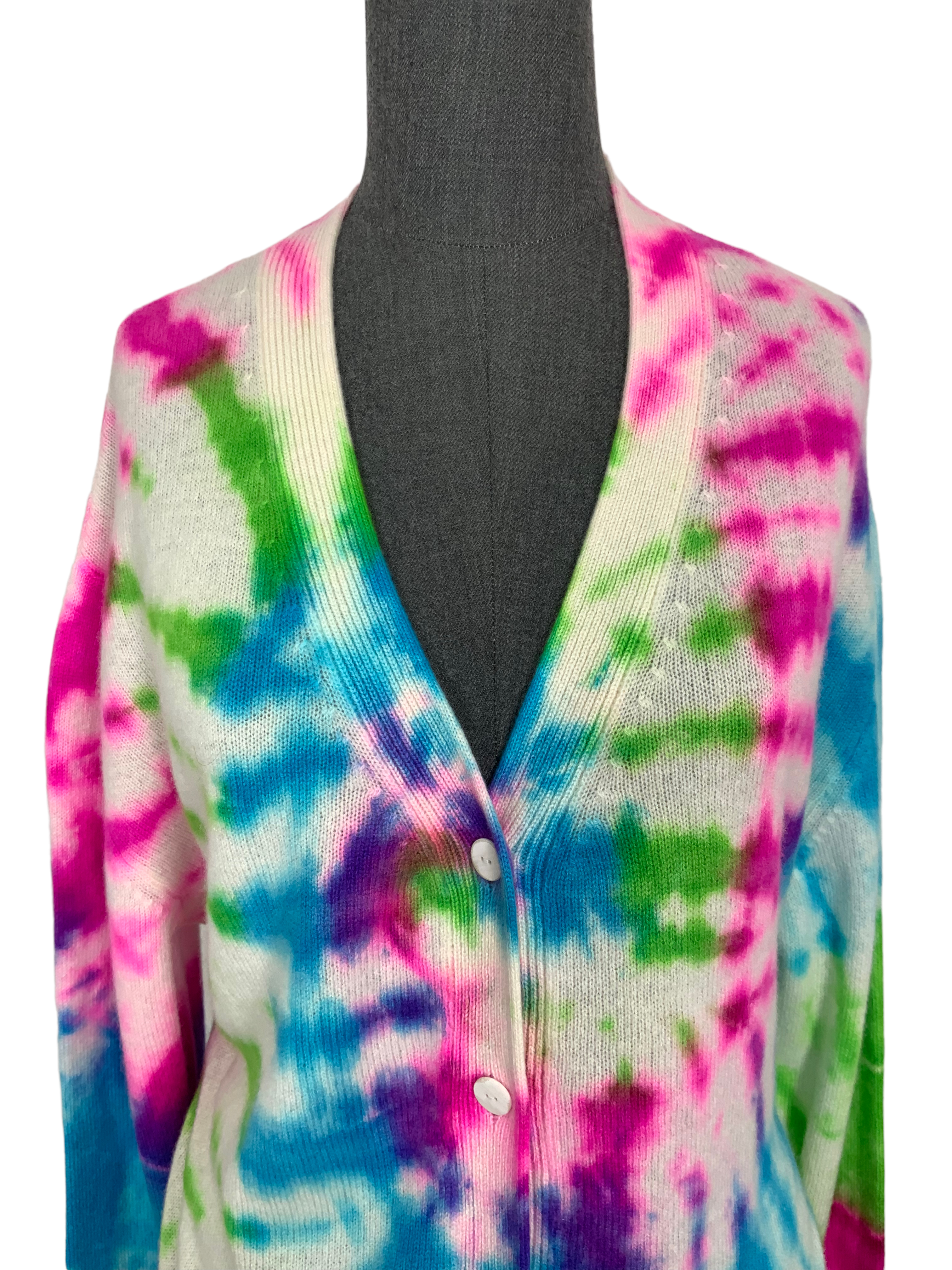 The Elder Statesman Tie Dye Cashmere Cardigan Women's Size S - Soft Luxury Sweater for Fall & Winter, Perfect for Casual Outings & Cozy Evenings