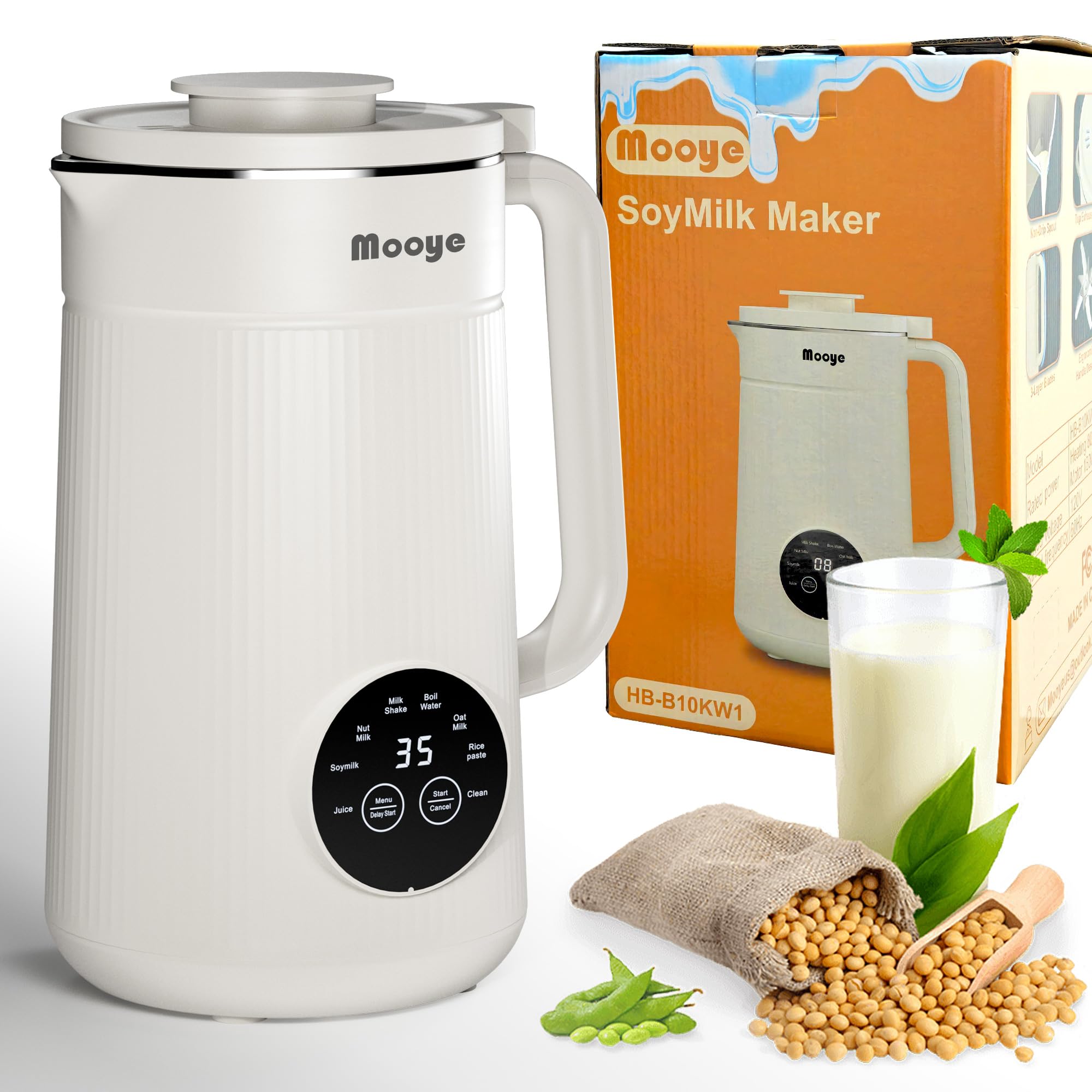 35oz Automatic Nut Milk Maker with Nut Milk Bag - Homemade Almond, Oat, Soy Milk Machine - 10 Blades, Auto-Operation, 12-Hour Timer, Easy Cleaning - Dairy-Free Beverage Maker with Recipe Book & Keep Warm Function - Perfect for Vegan, Keto, Paleo Diets & Healthy Breakfasts