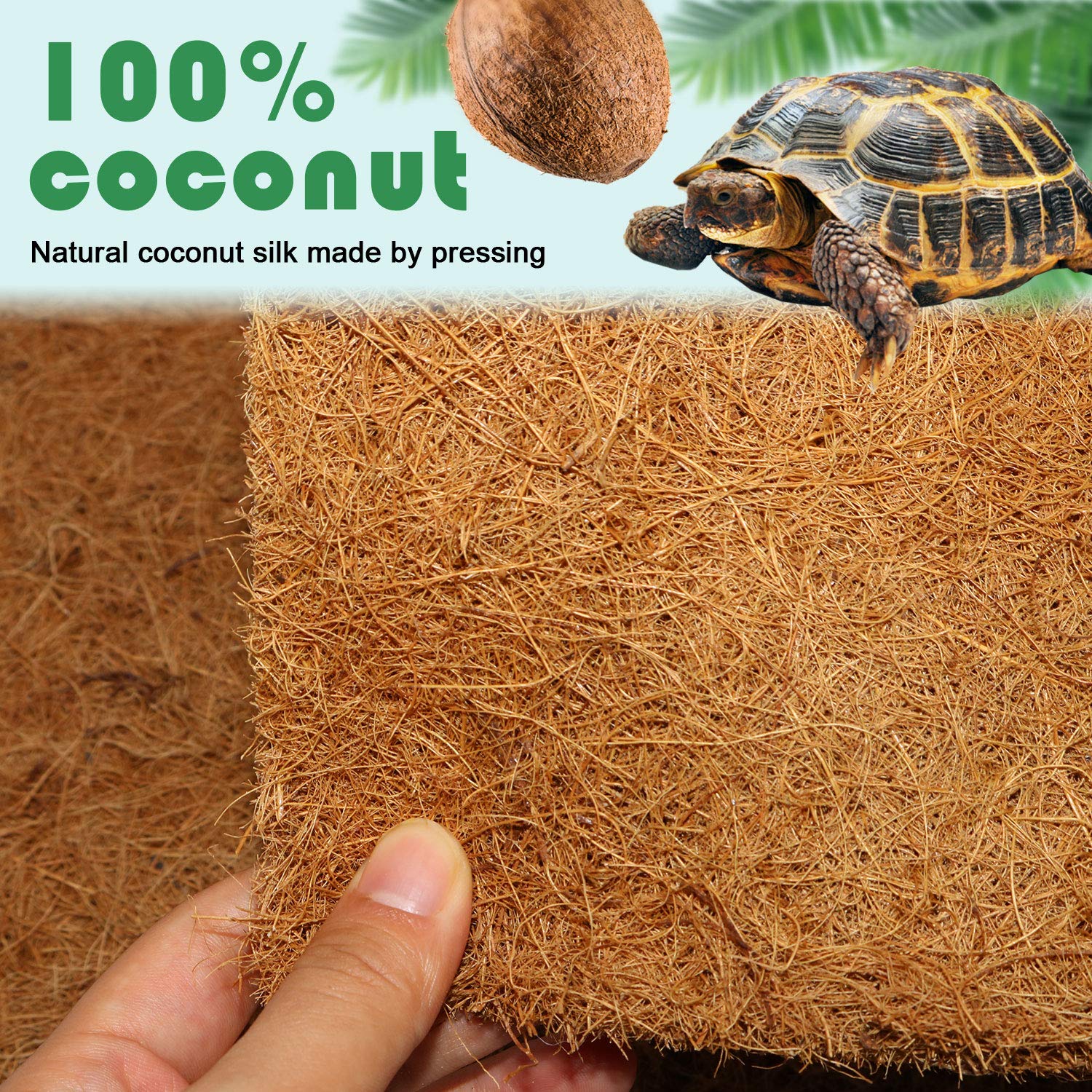 BWOGUE 3-Pack Natural Coconut Fiber Reptile Carpet - Terrarium Liner for Lizards, Snakes, Chameleons, Geckos & Turtles | Soft & Safe Reptile Bedding Mat | Perfect for Reptile Tanks, Habitats & Enclosures