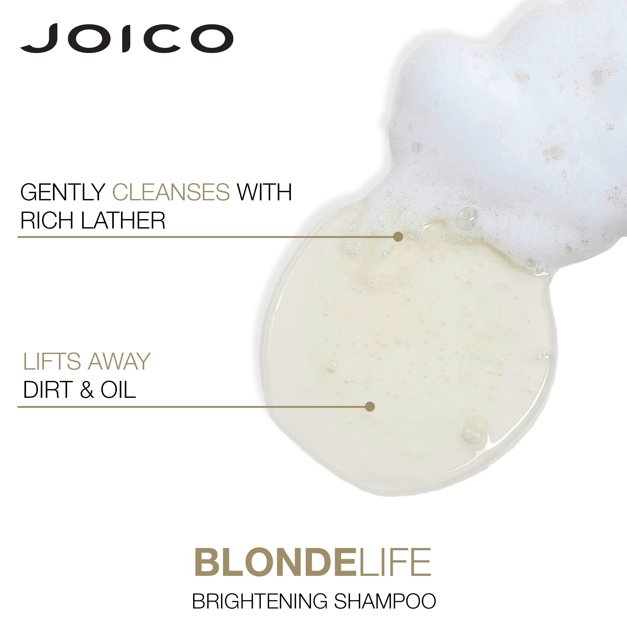 Joico Blonde Life Brightening Shampoo & Conditioner Set - Sulfate-Free Purple Shampoo for Blonde Hair with Monoi & Tamanu Oil - Adds Softness, Smoothness & Shine - Perfect for Color-Treated & Highlighted Hair at Home or Salon Use