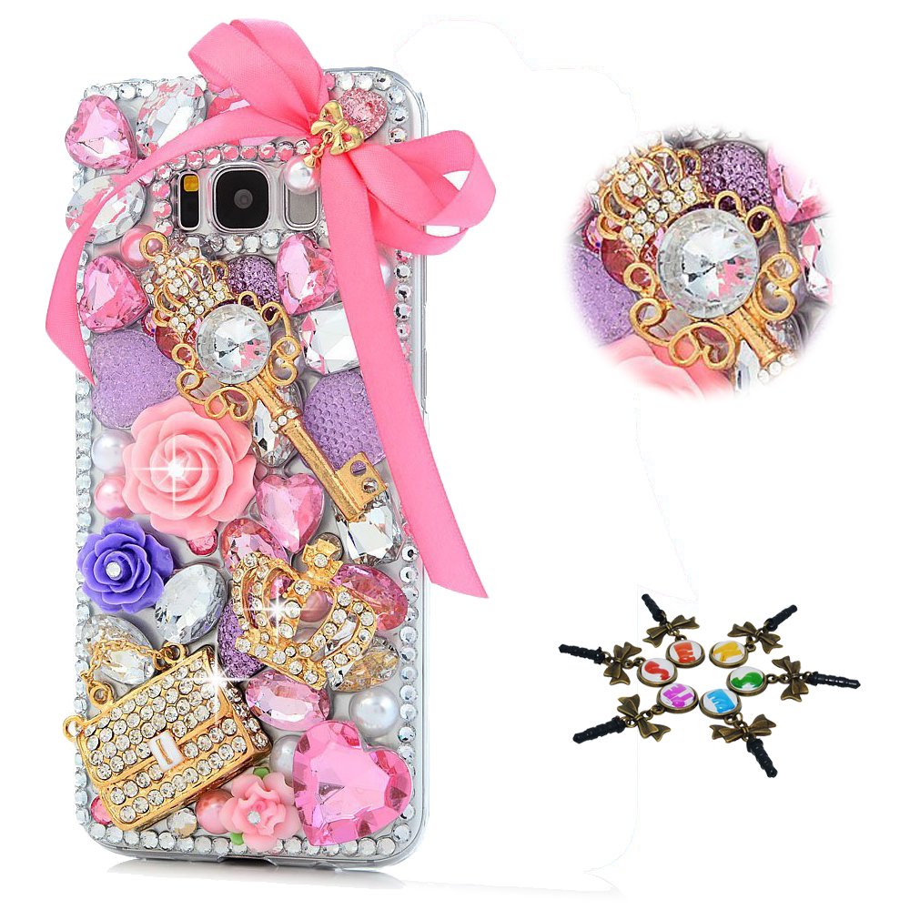 STENES Bling Phone Case Compatible with Samsung Galaxy S9 - 3D Handmade Rhinestone Cover with Bows, Ribbons & Flower Designs - Pink Sparkly Protective Case for Women & Girls (Perfect for Parties, Weddings & Special Occasions)