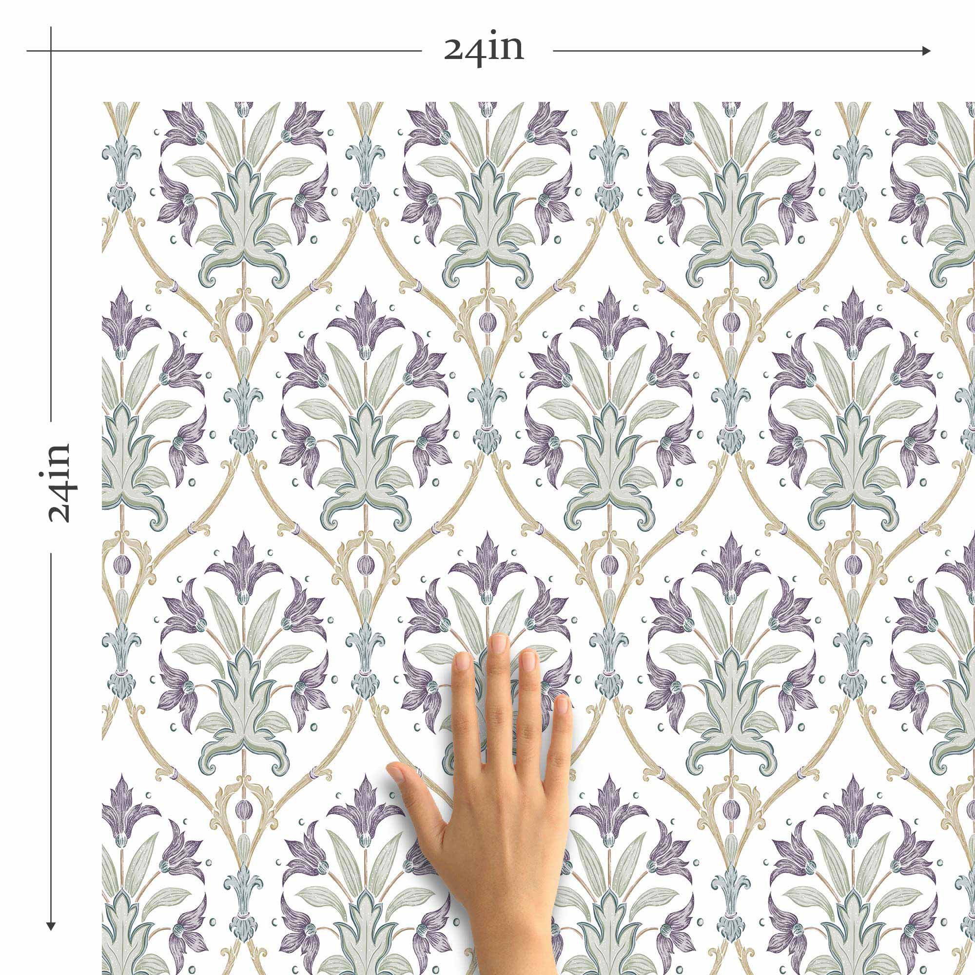 Purple Flowers Peel and Stick Removable Wallpaper - Self-Adhesive Decorative Wall Covering for Bedroom, Living Room & Home Decor