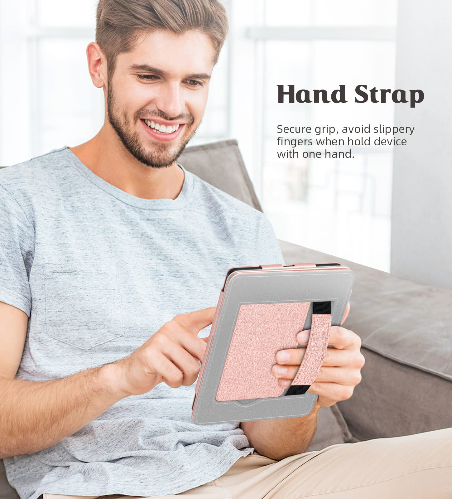 MoKo Slim PU Leather Case for Kindle Paperwhite 12th/11th Gen (2024/2021) & Kindle Color - Auto Wake/Sleep Cover with Soft Signature Edition - Rose Gold - Perfect for Reading, Travel & Daily Protection