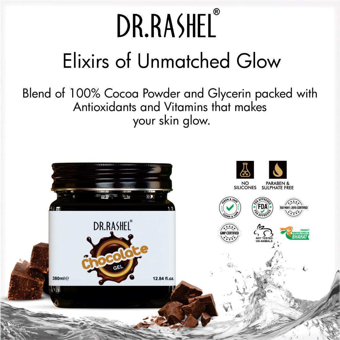 Dr. Rashel Chocolate Glowing Gel - Dark Spot Corrector & Hydrating Face Moisturizer for Brighter Skin | 380ml (12.8oz) | Pack of 1 | Perfect for Night Routine & Dry Skin Care