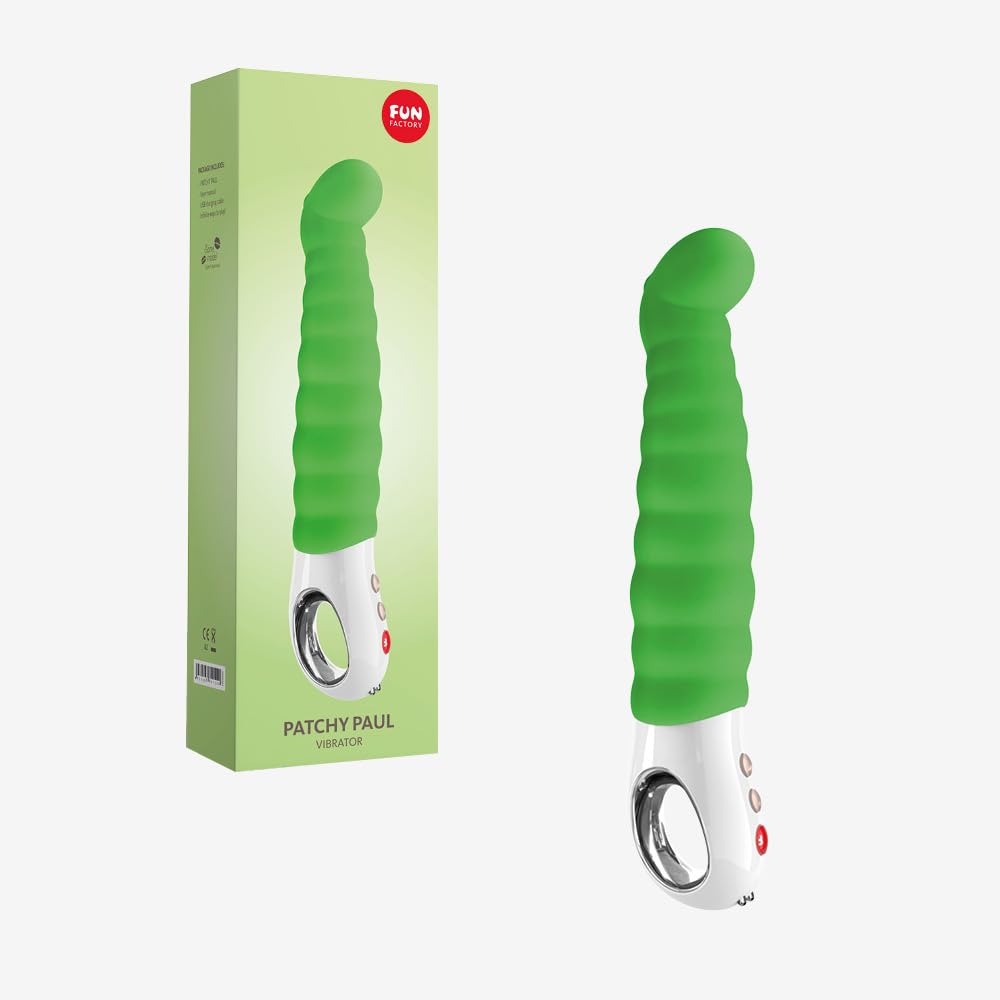 Premium Rechargeable Silicone Dildo Vibrator - FUN FACTORY G5 Series Adult Toy for Women & Men | Waterproof, Body-Safe Luxury Sex Toy | Perfect for Couples Play, Solo Pleasure & Sensual Exploration (Patchy Paul Green)